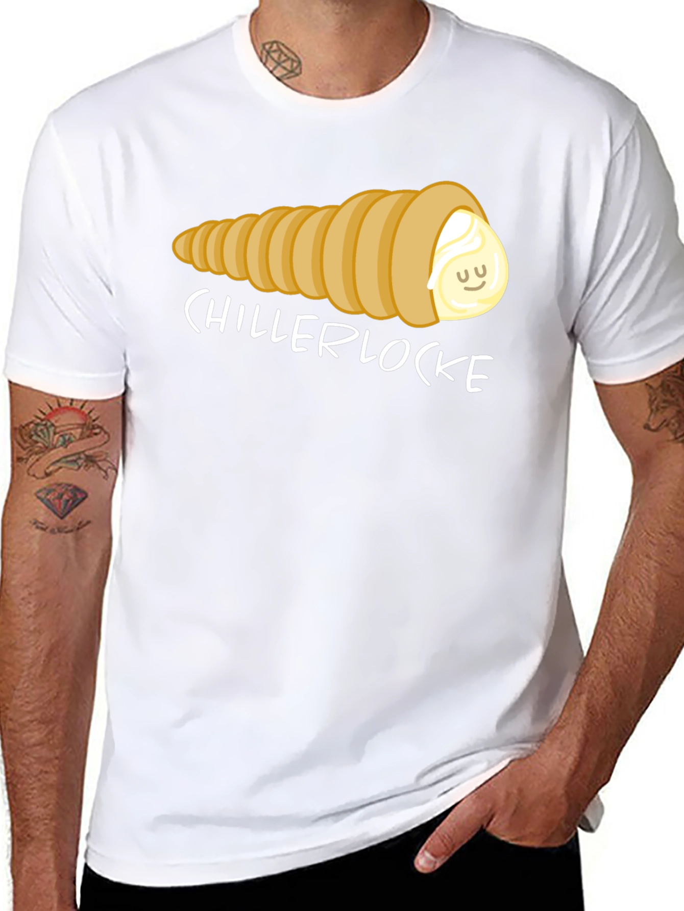 Chillerlocke Cream Horn T-Shirt - Novelty Pastry Tee