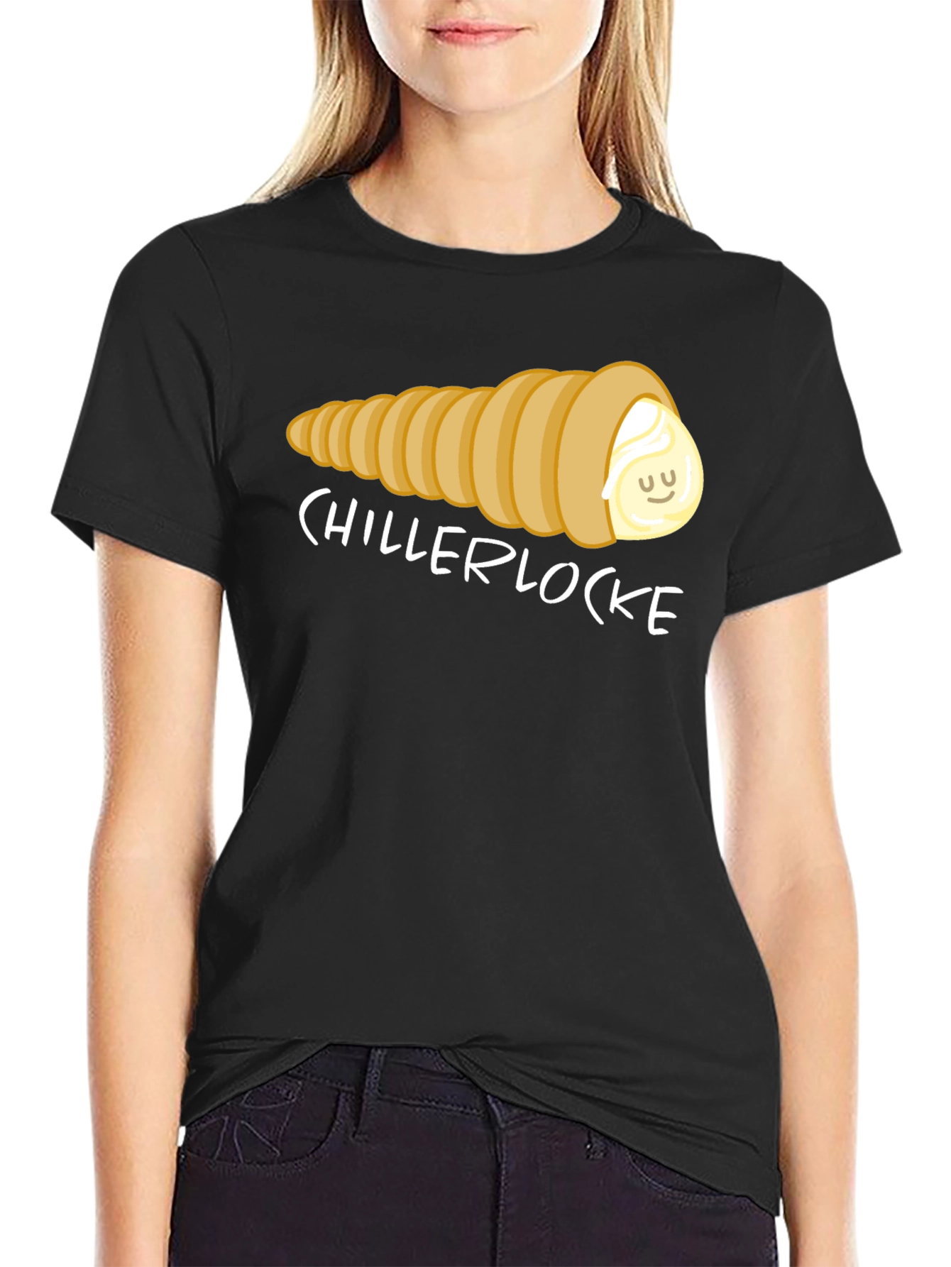 Chillerlocke Cream Horn T-Shirt - Novelty Pastry Tee