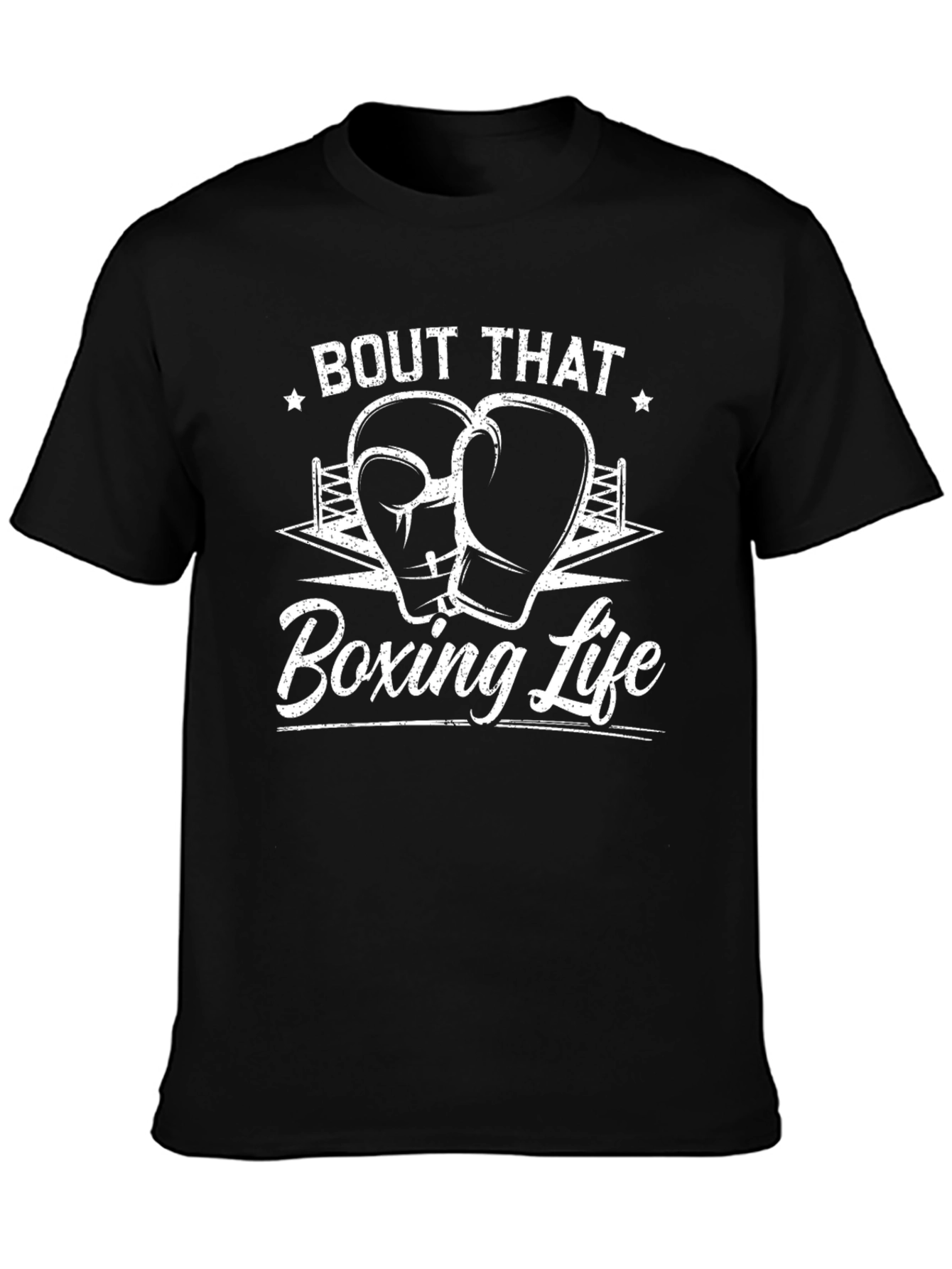 Bout That Boxing Life Graphic T-Shirt Black Cotton Blend