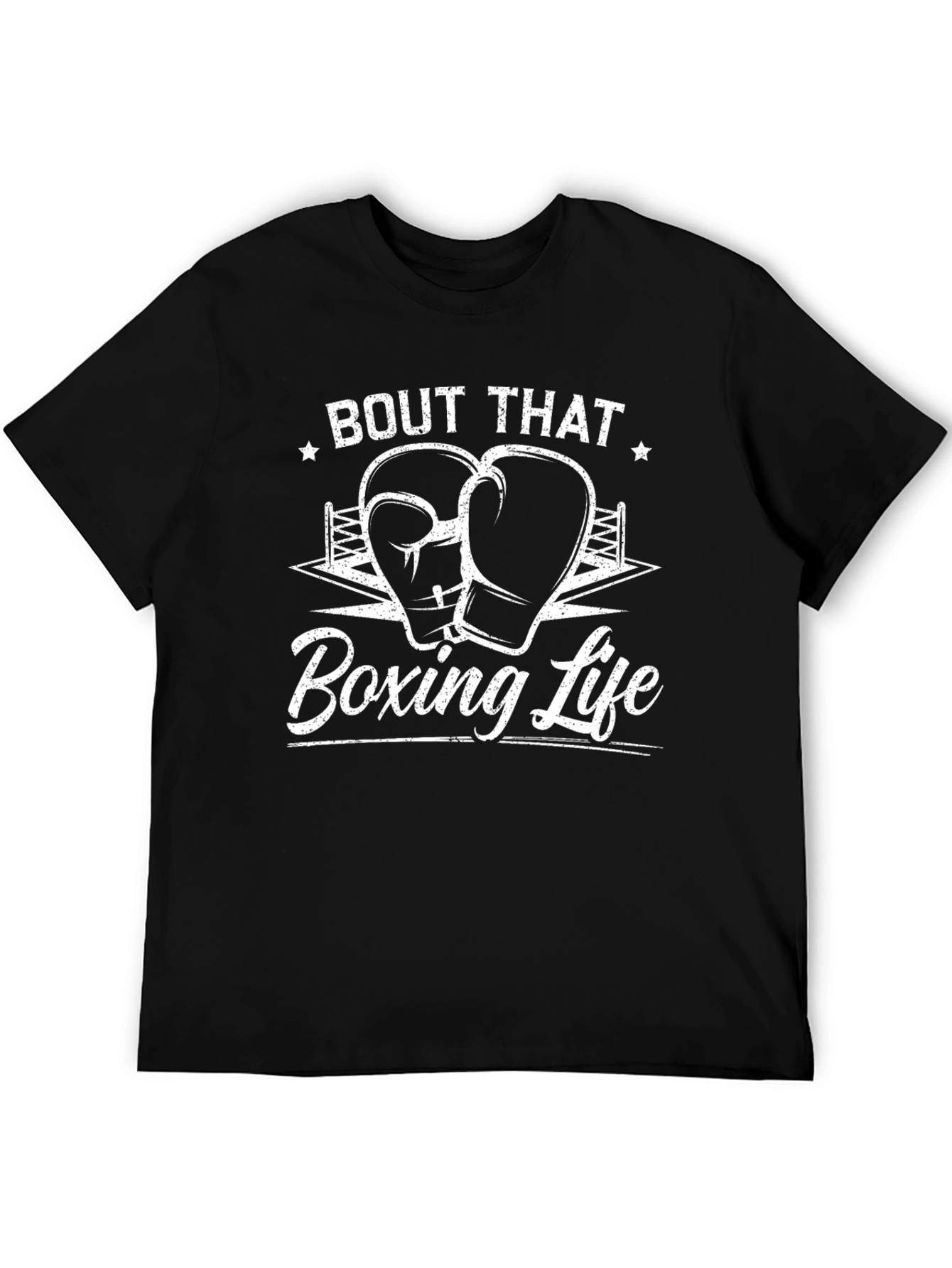 Bout That Boxing Life Graphic T-Shirt Black Cotton Blend