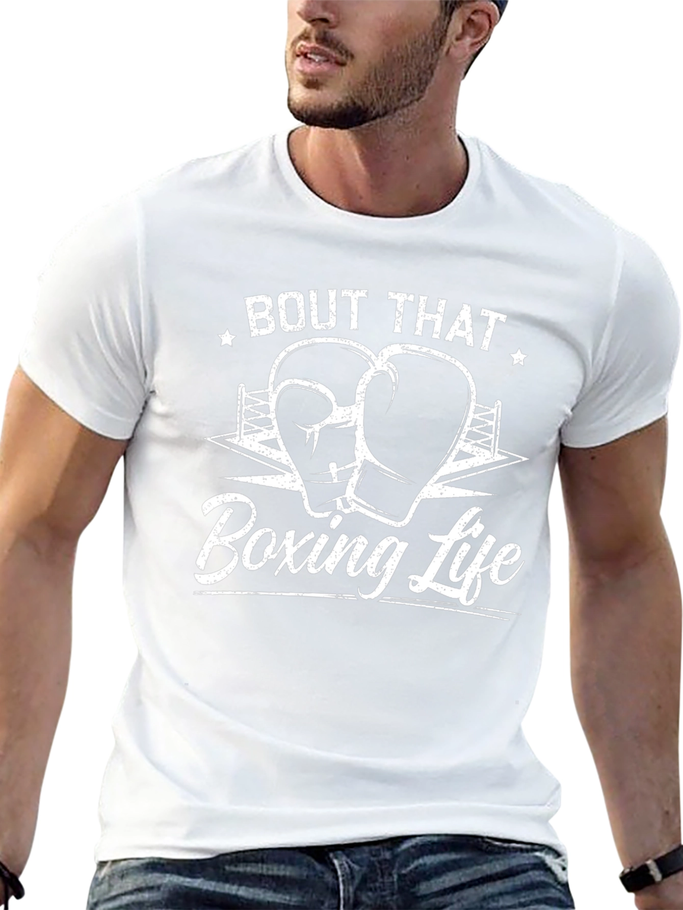 Bout That Boxing Life Graphic T-Shirt Black Cotton Blend
