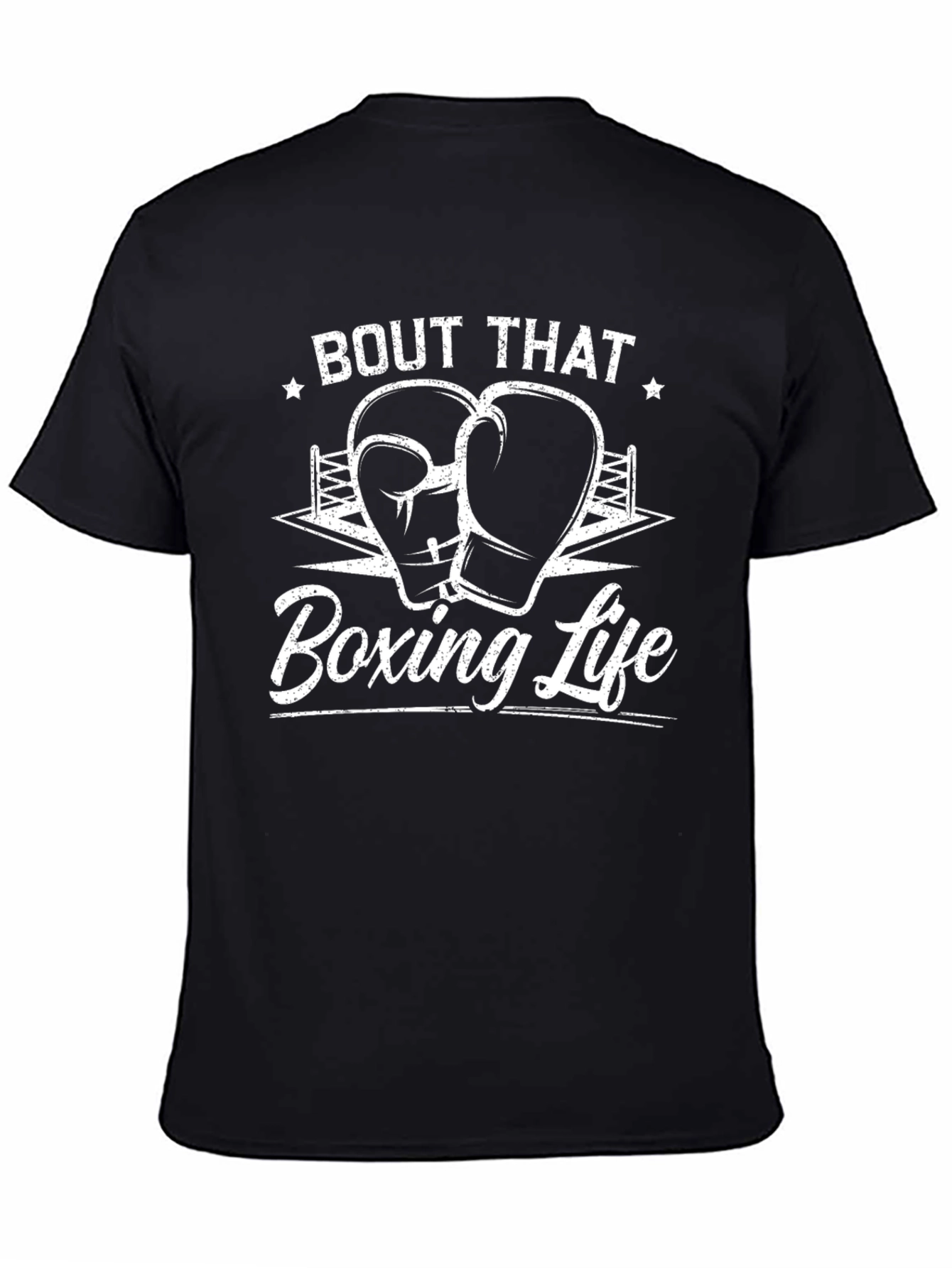 Bout That Boxing Life Graphic T-Shirt Black Cotton Blend