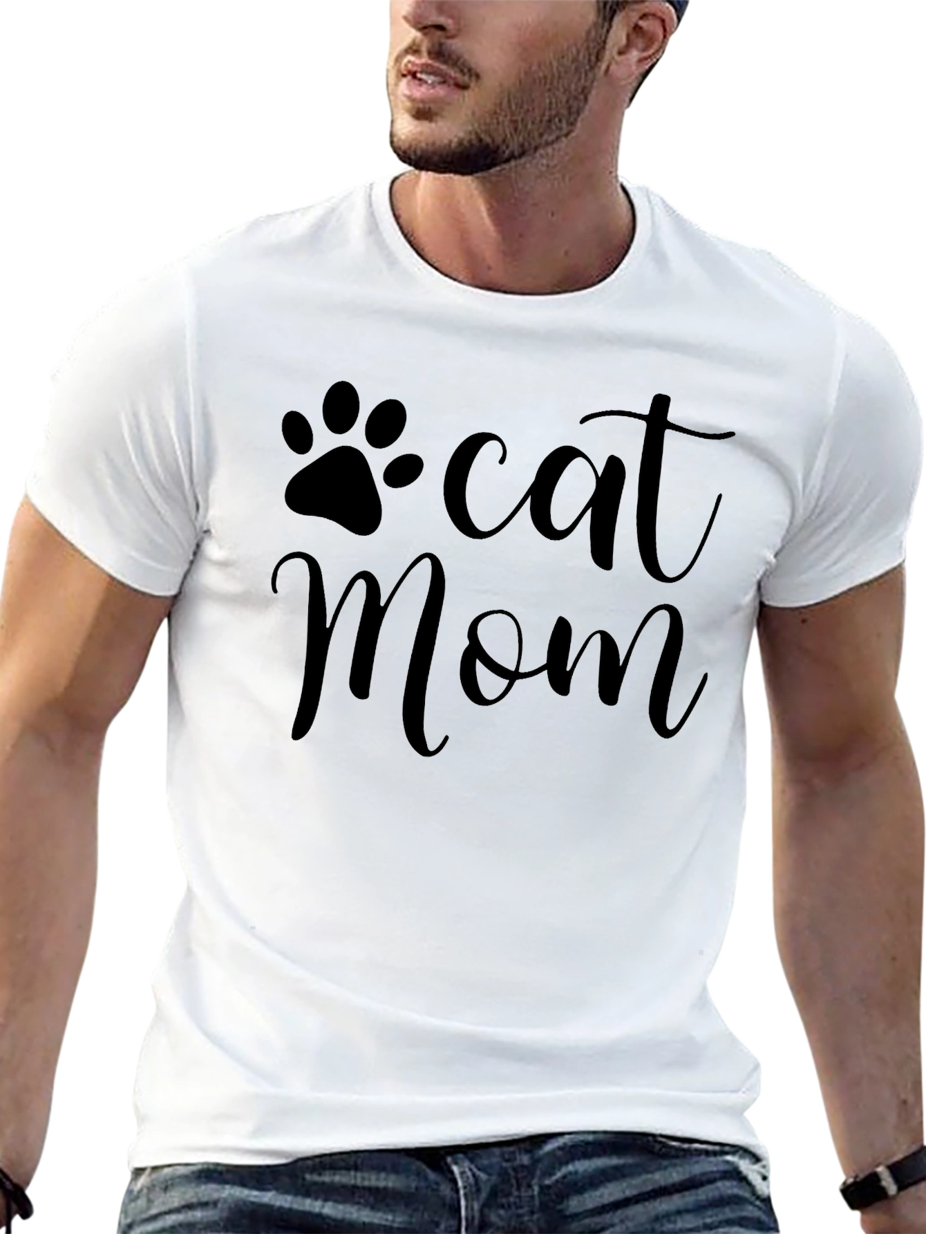 Cat Mom T-Shirt - Paw Print Graphic Tee