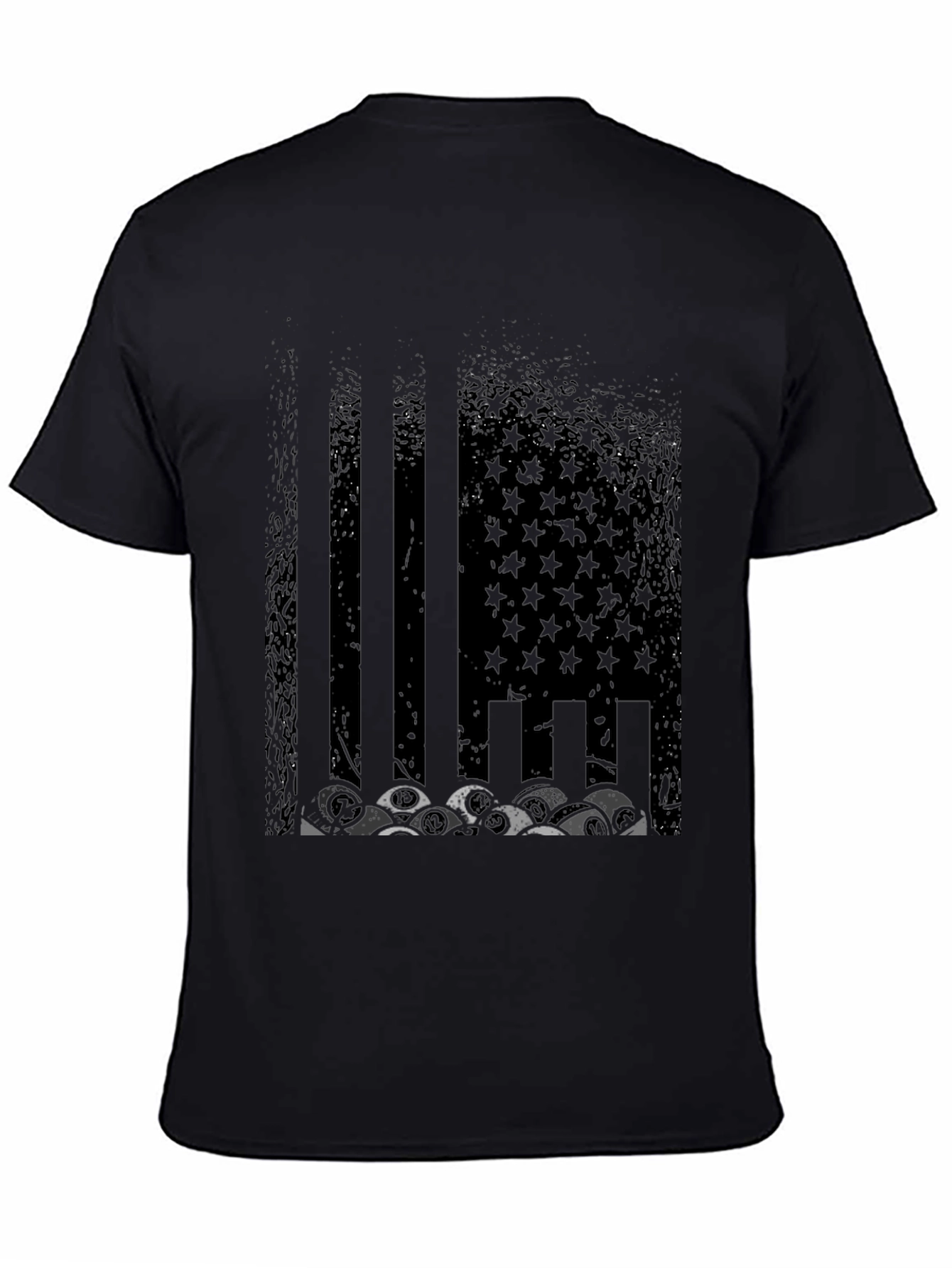 Distressed US Flag Skull Graphic T-Shirt