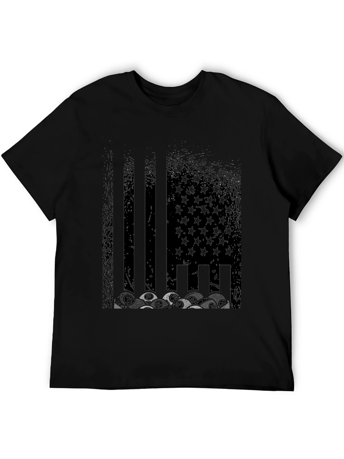 Distressed US Flag Skull Graphic T-Shirt