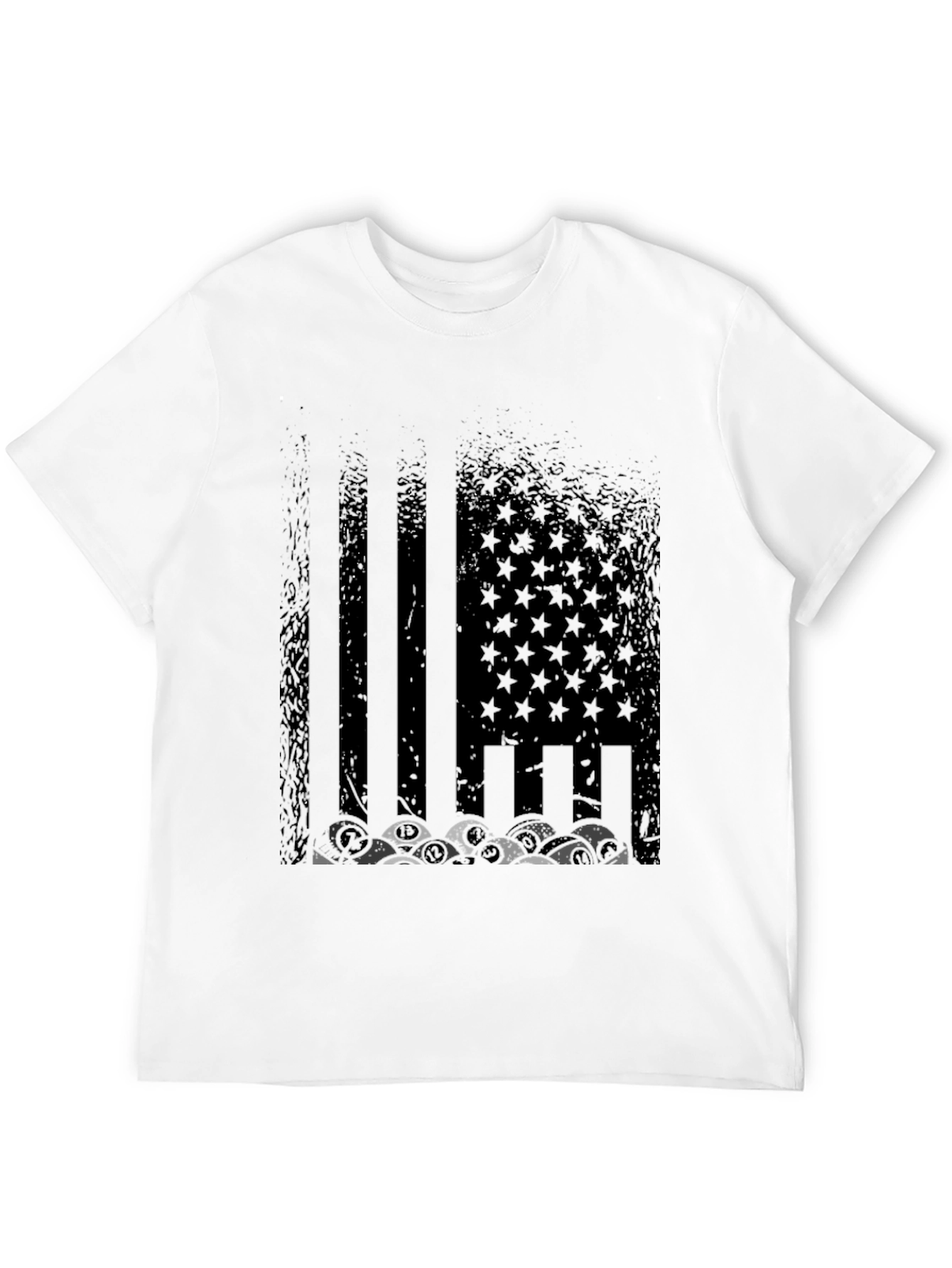 Distressed US Flag Skull Graphic T-Shirt