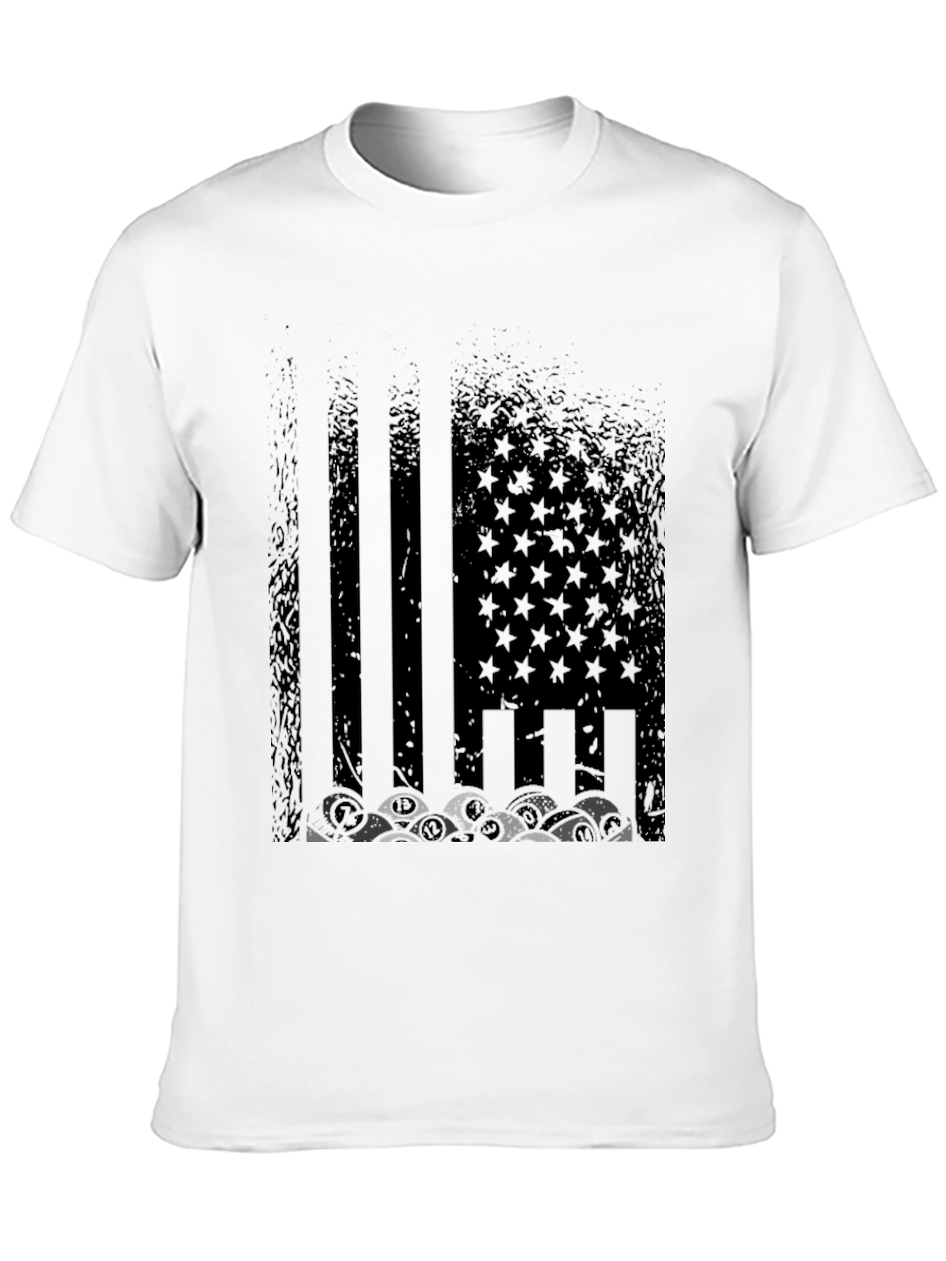 Distressed US Flag Skull Graphic T-Shirt