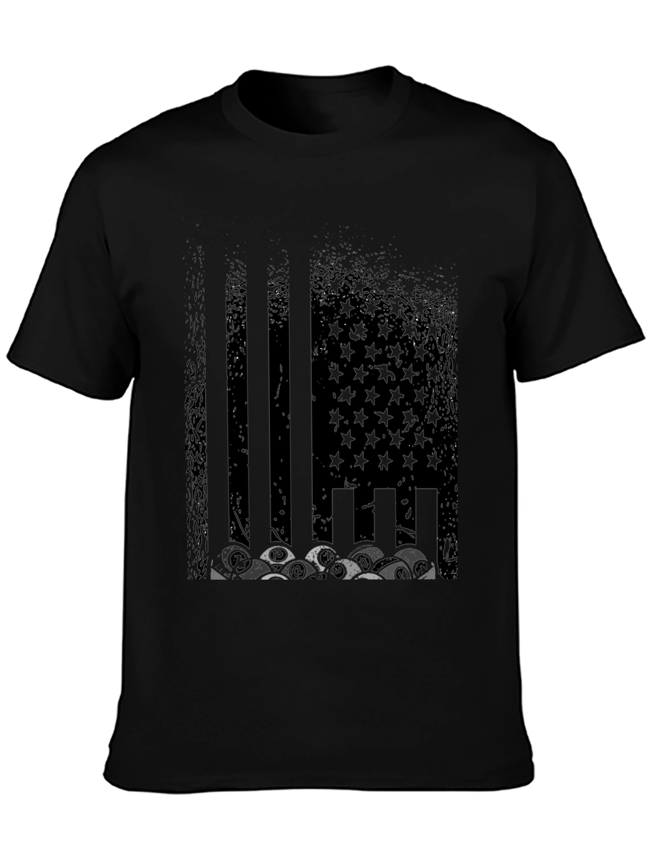 Distressed US Flag Skull Graphic T-Shirt