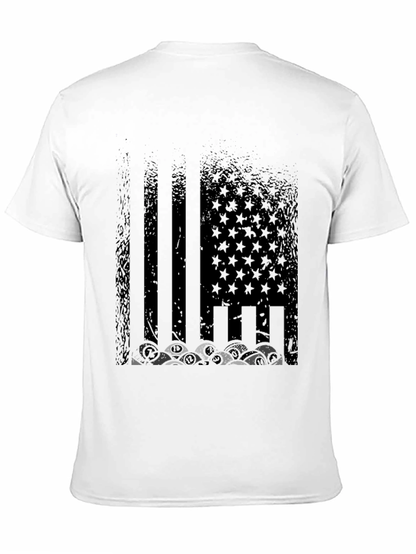 Distressed US Flag Skull Graphic T-Shirt