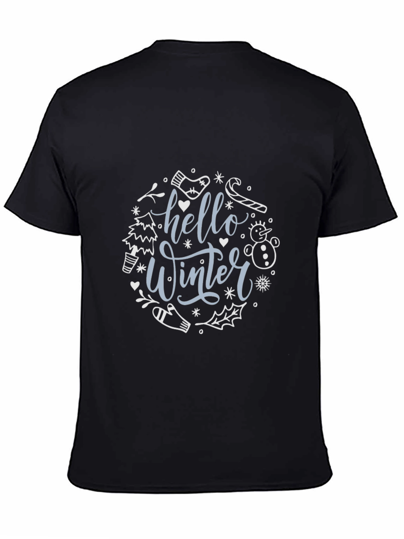 Hello Winter Graphic Tee - Black Cotton Blend