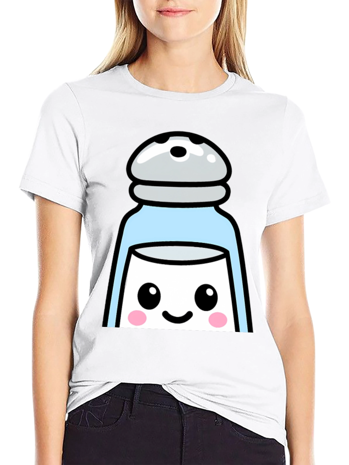 Cute Salt Shaker Graphic T-Shirt - Black