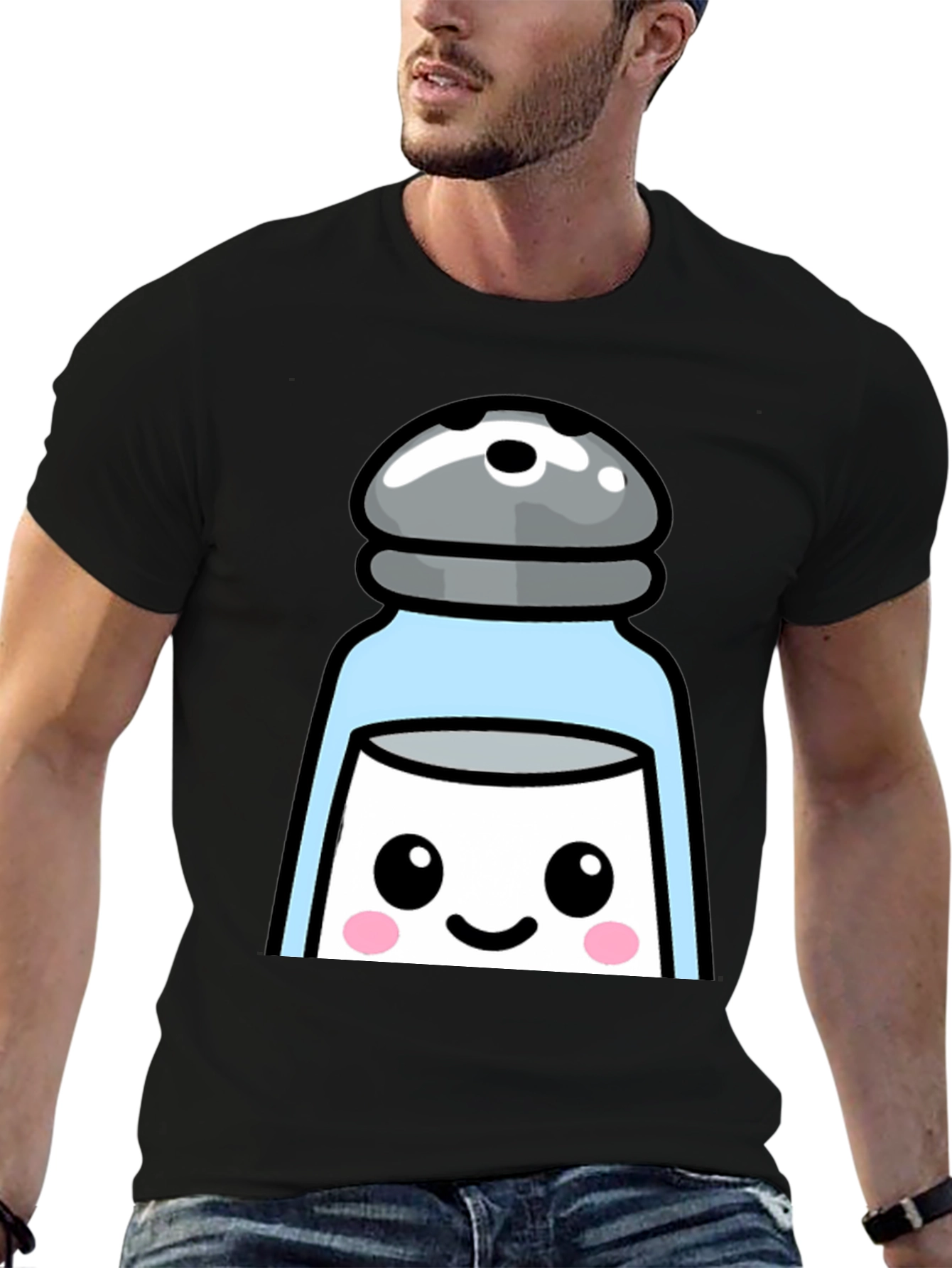 Cute Salt Shaker Graphic T-Shirt - Black