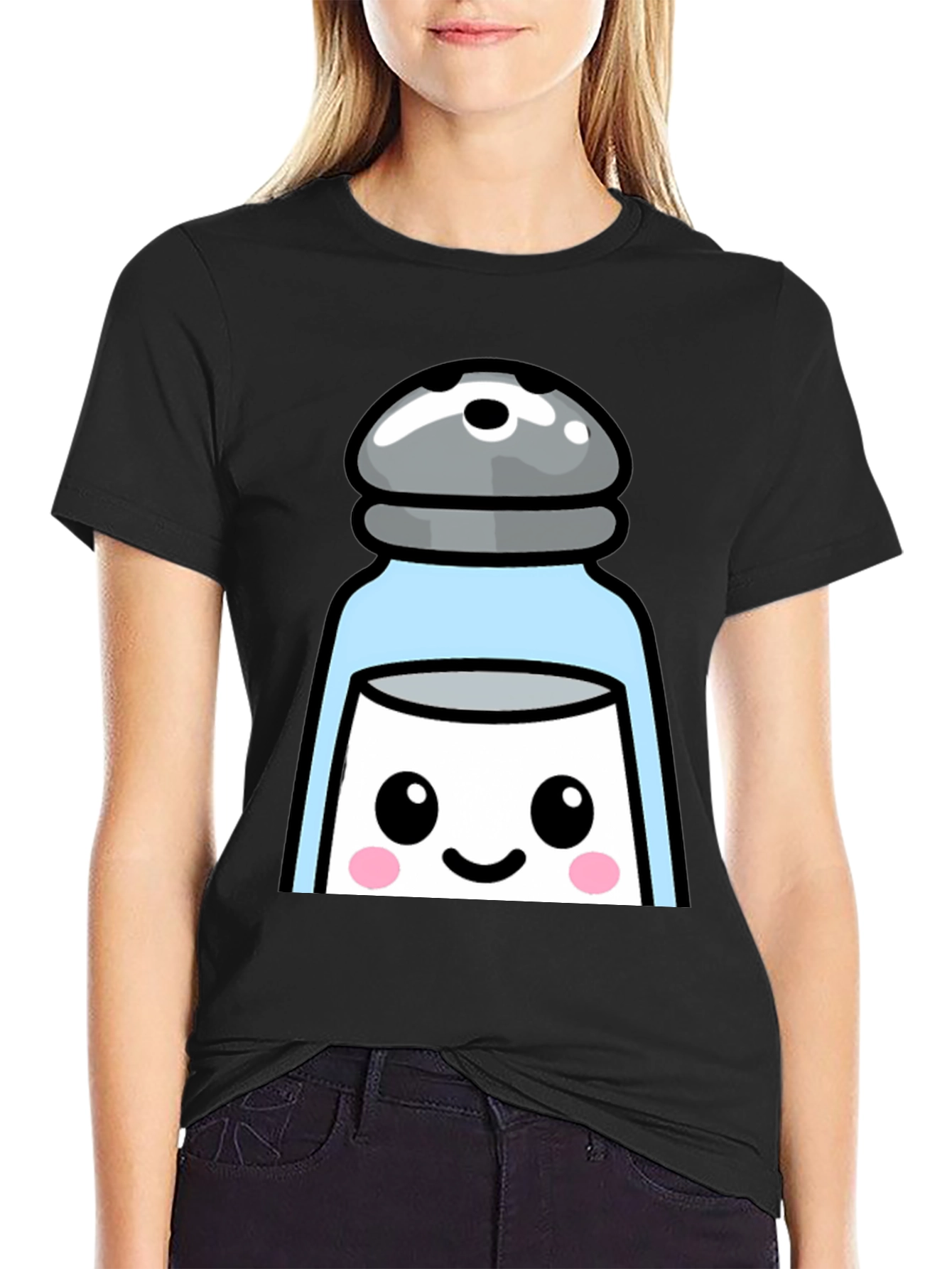 Cute Salt Shaker Graphic T-Shirt - Black