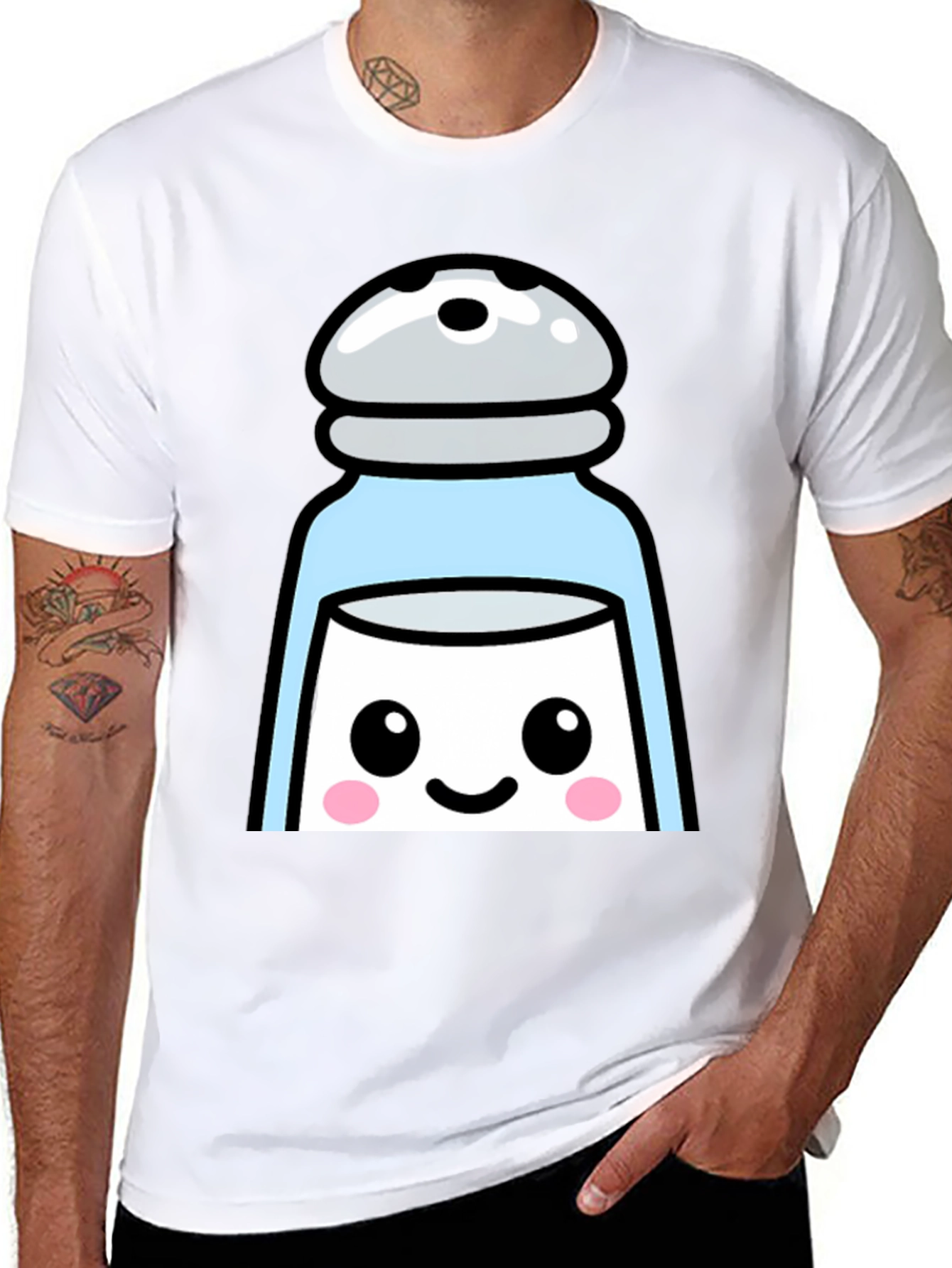 Cute Salt Shaker Graphic T-Shirt - Black