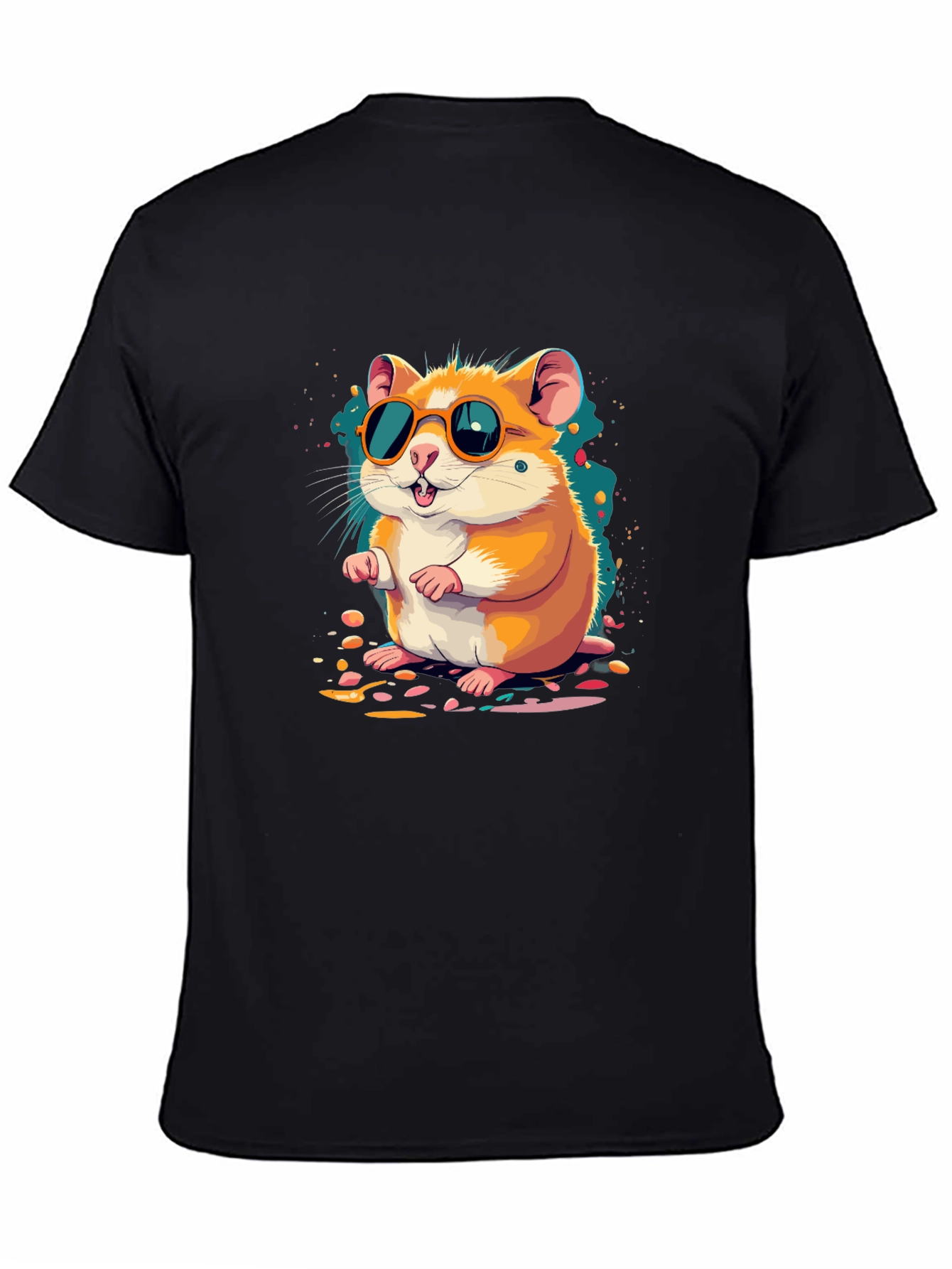 Hamster with Sunglasses Black T-Shirt