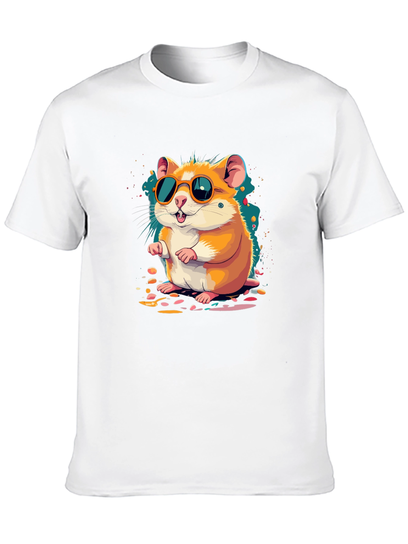 Hamster with Sunglasses Black T-Shirt
