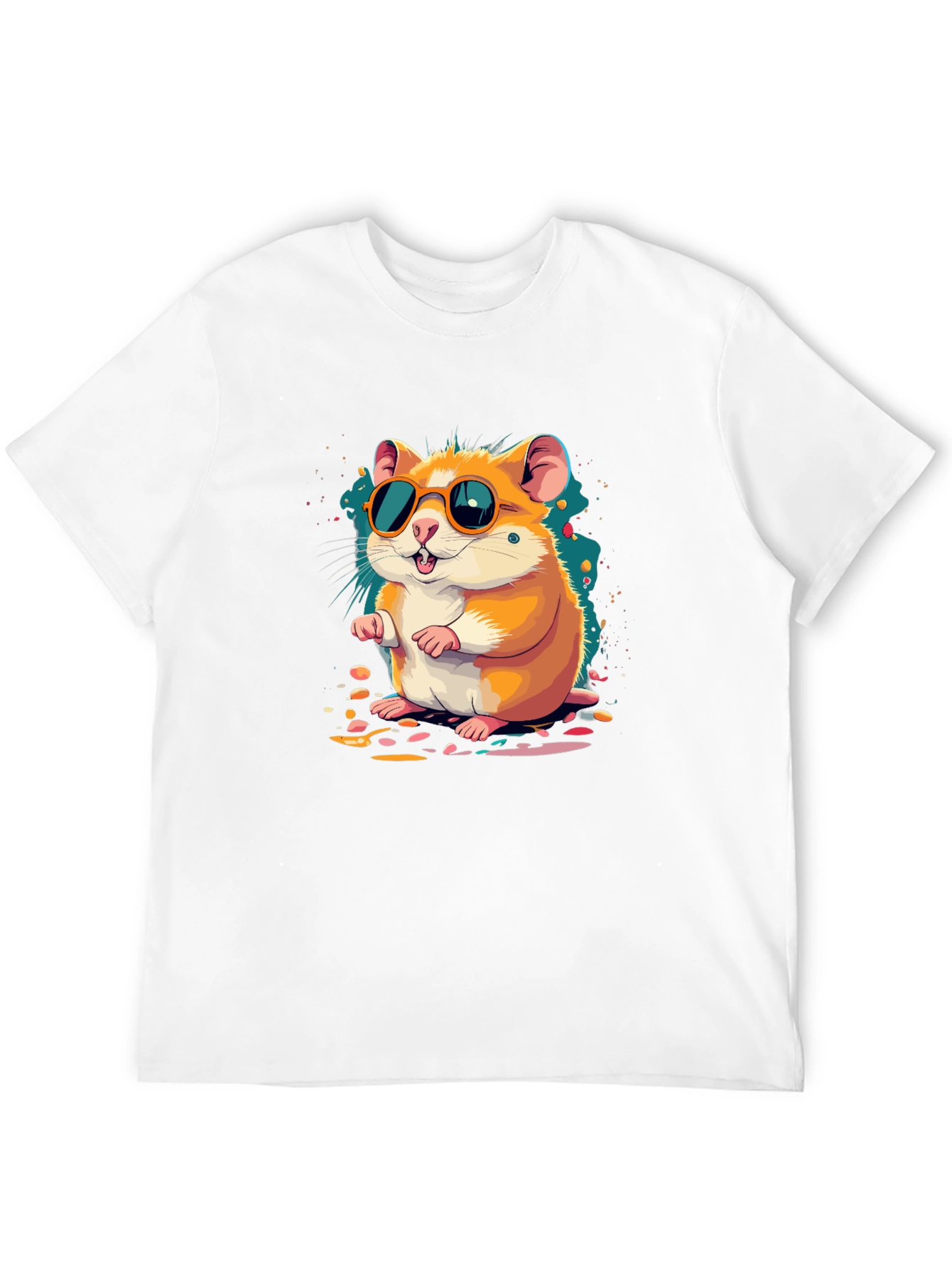 Hamster with Sunglasses Black T-Shirt