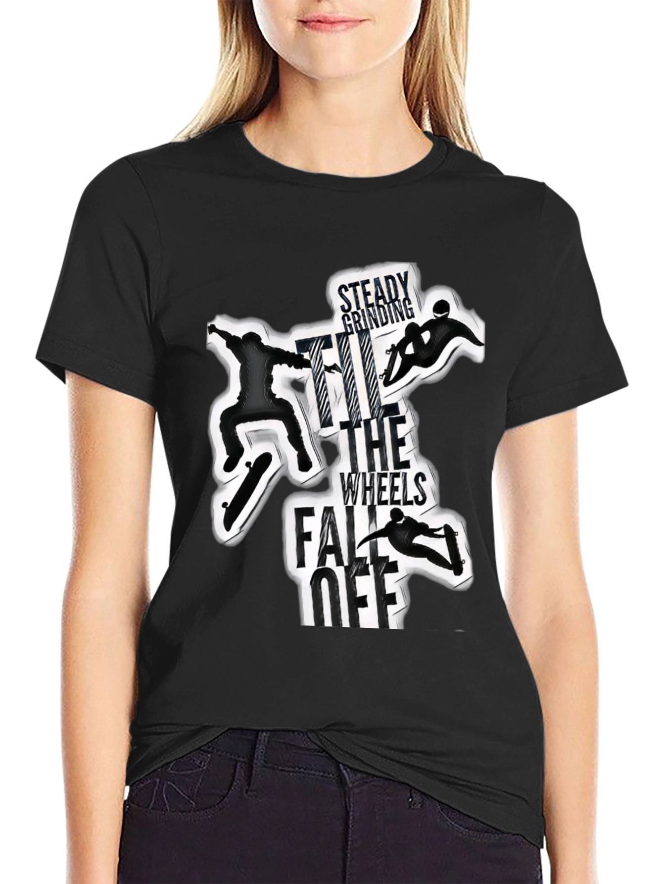 Skateboarding T-Shirt: Steady Grinding Til the Wheels Fall Off