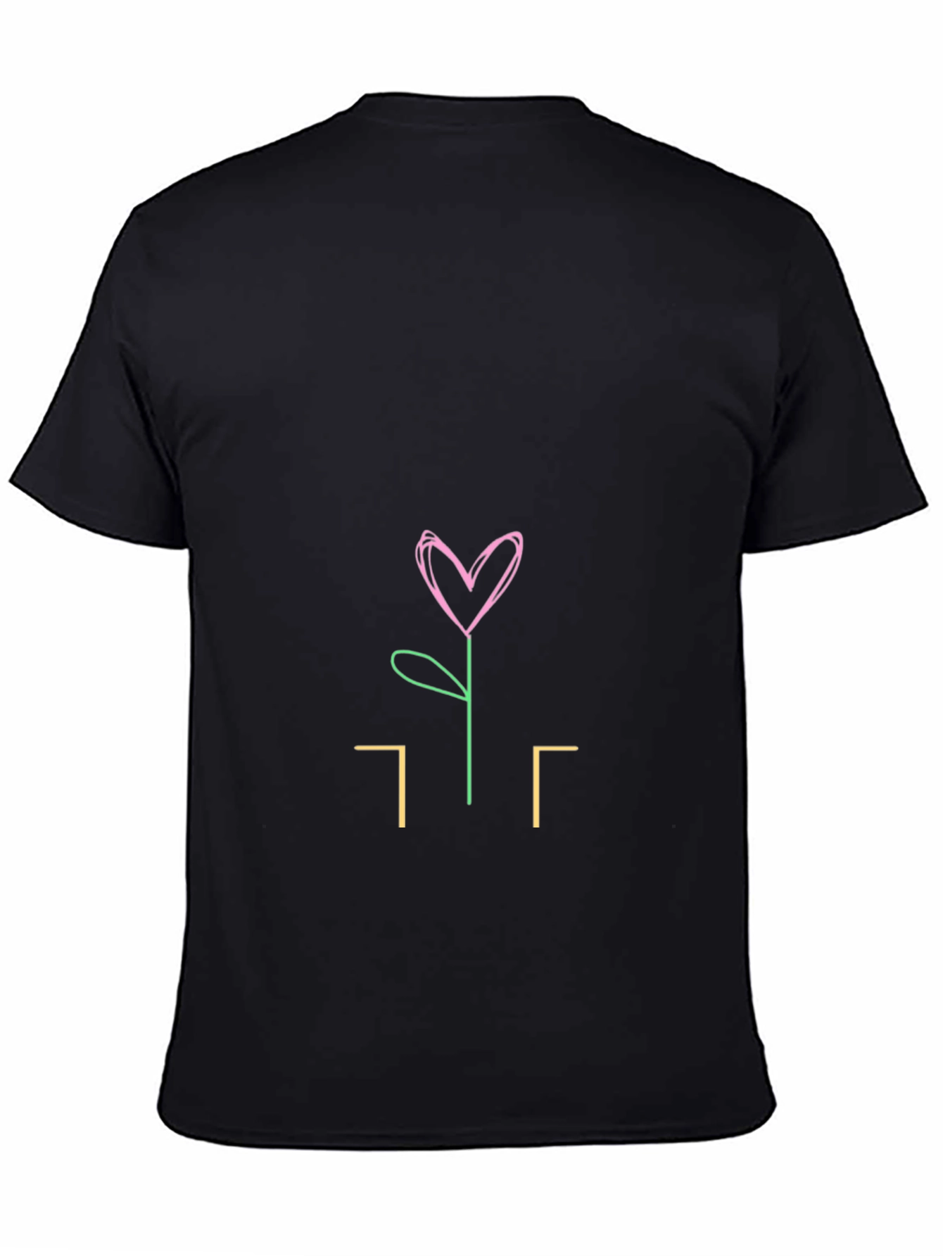 Heart Flower Graphic Tee - Stylish Black T-Shirt