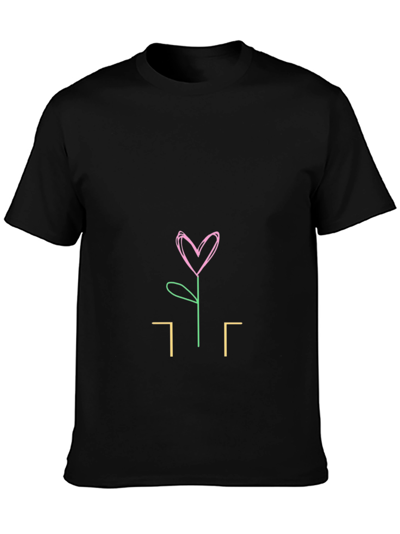 Heart Flower Graphic Tee - Stylish Black T-Shirt