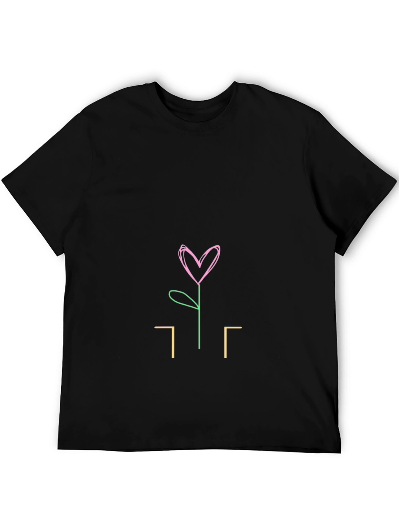 Heart Flower Graphic Tee - Stylish Black T-Shirt