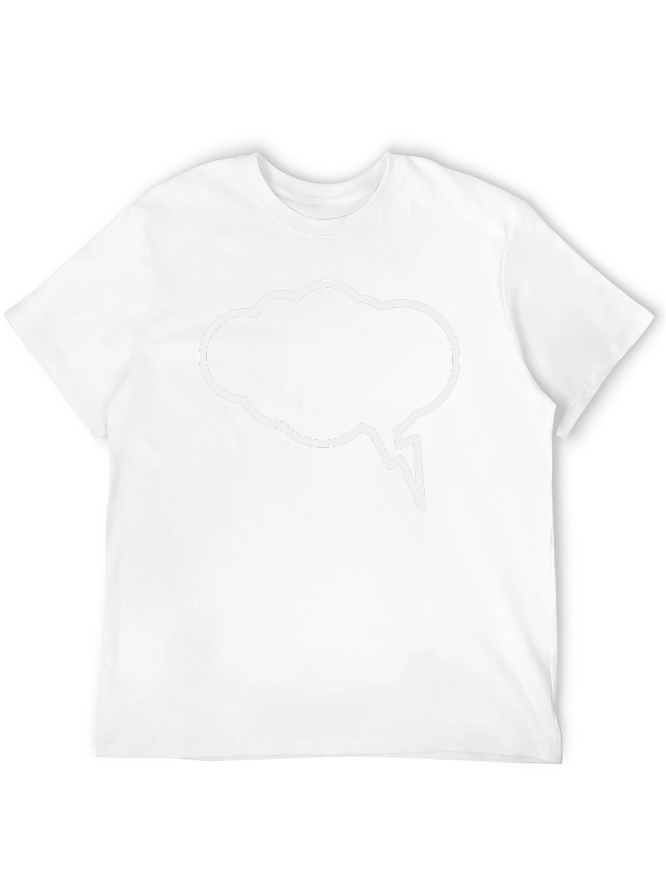 Black T-Shirt with White Cloud Speech Bubble Design