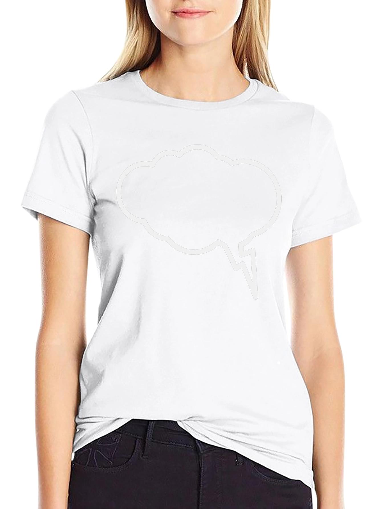 Black T-Shirt with White Cloud Speech Bubble Design