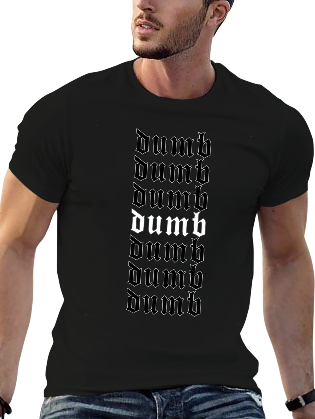 Dumb Graphic Print Black T-Shirt