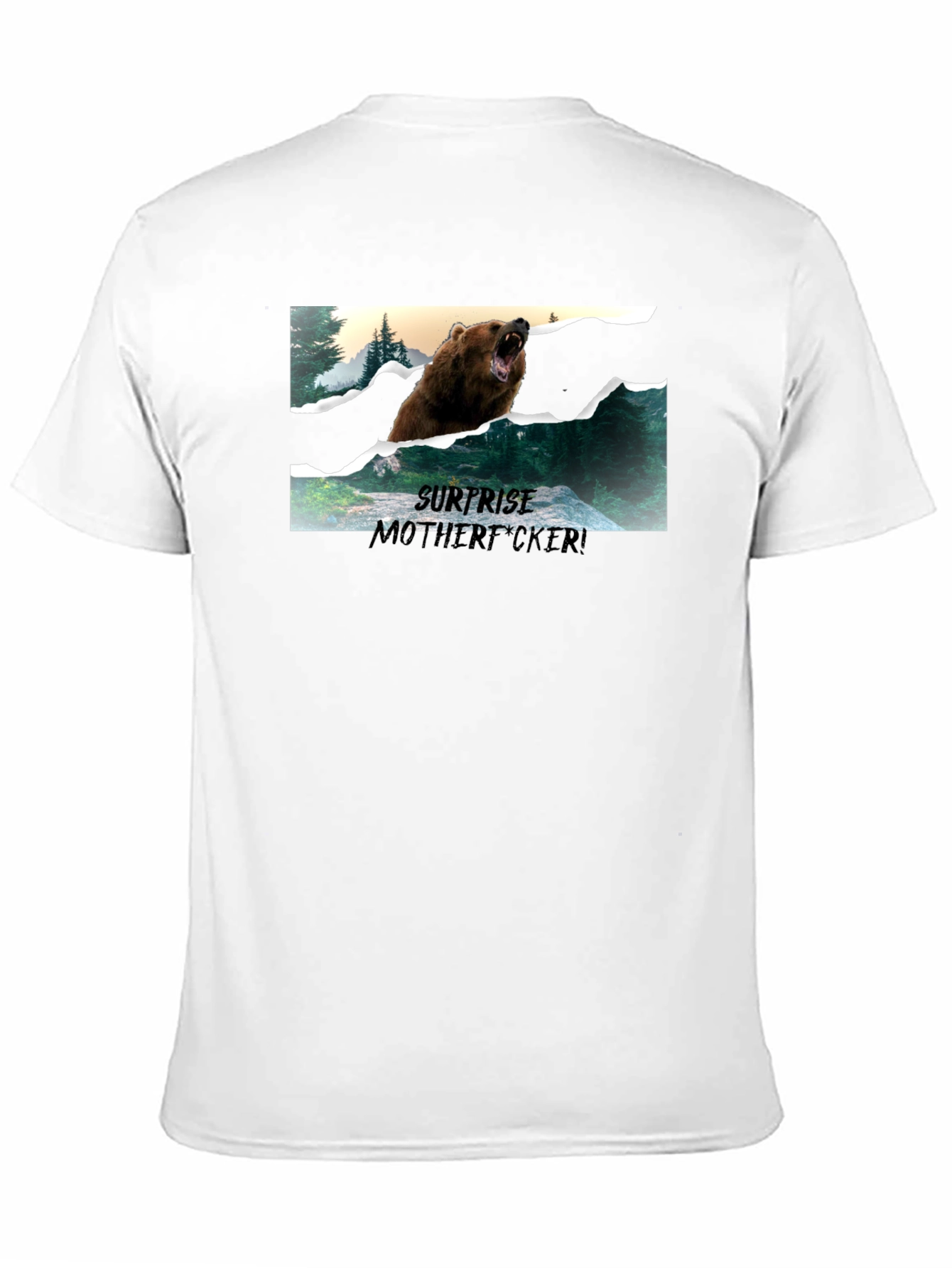 Surprise Bear Graphic Tee - Black Cotton Blend