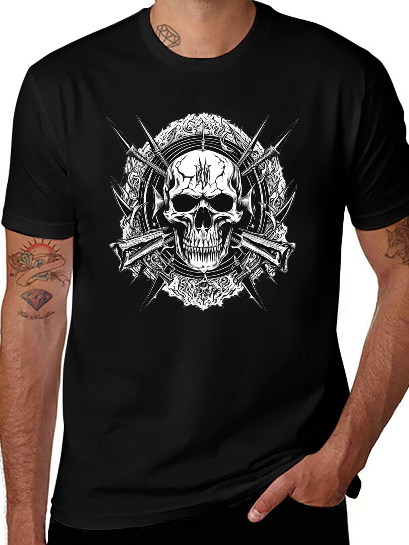 Skull & Swords Graphic T-Shirt - Edgy Design
