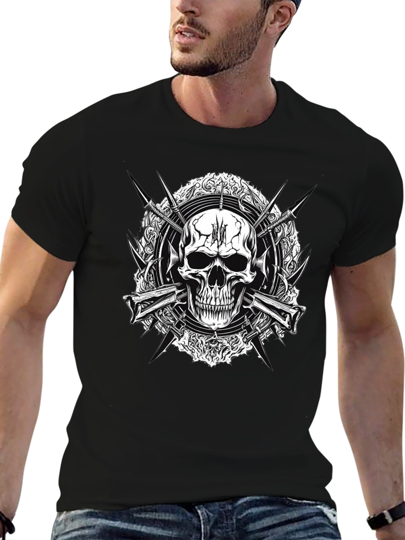 Skull & Swords Graphic T-Shirt - Edgy Design