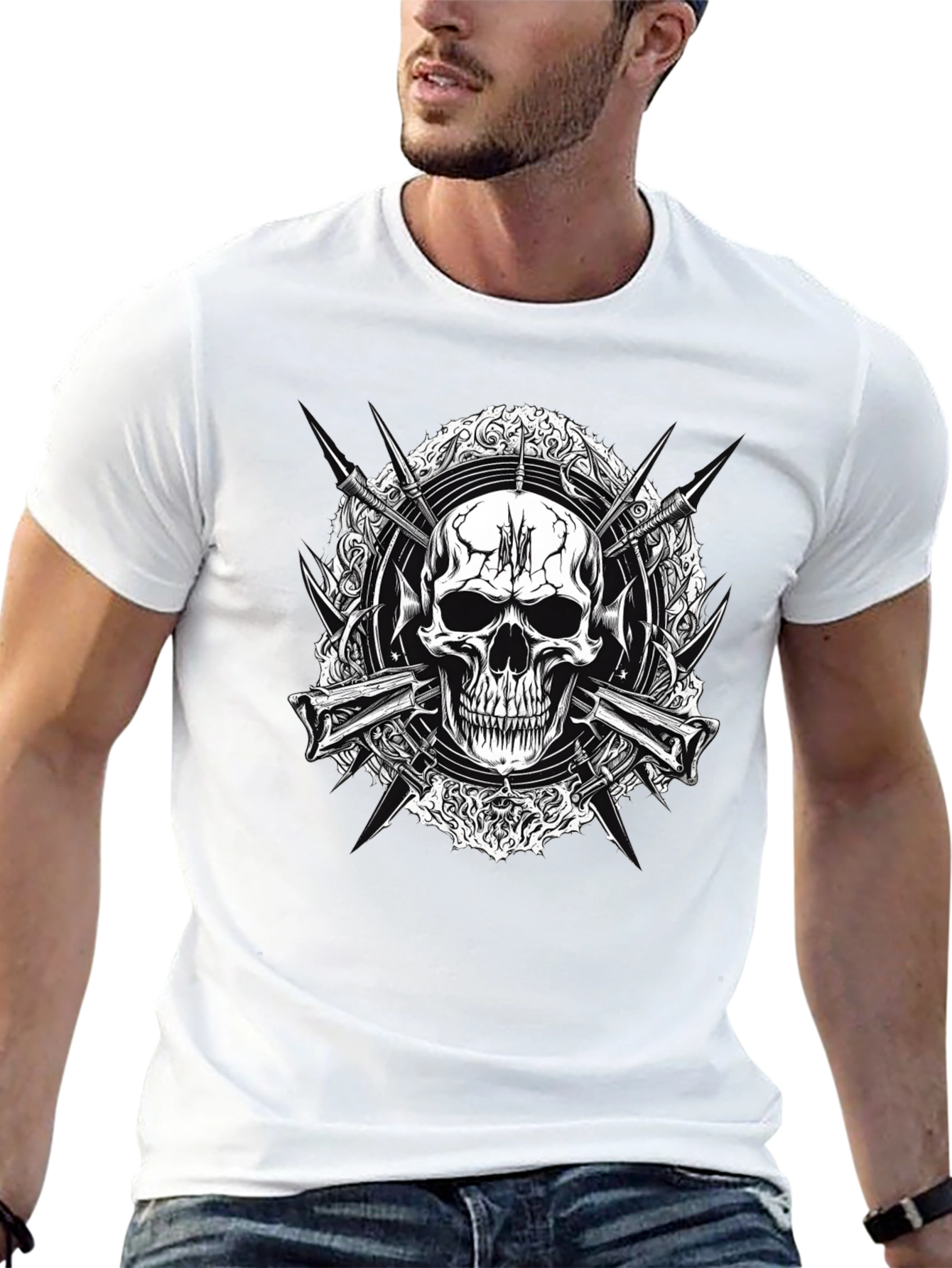 Skull & Swords Graphic T-Shirt - Edgy Design