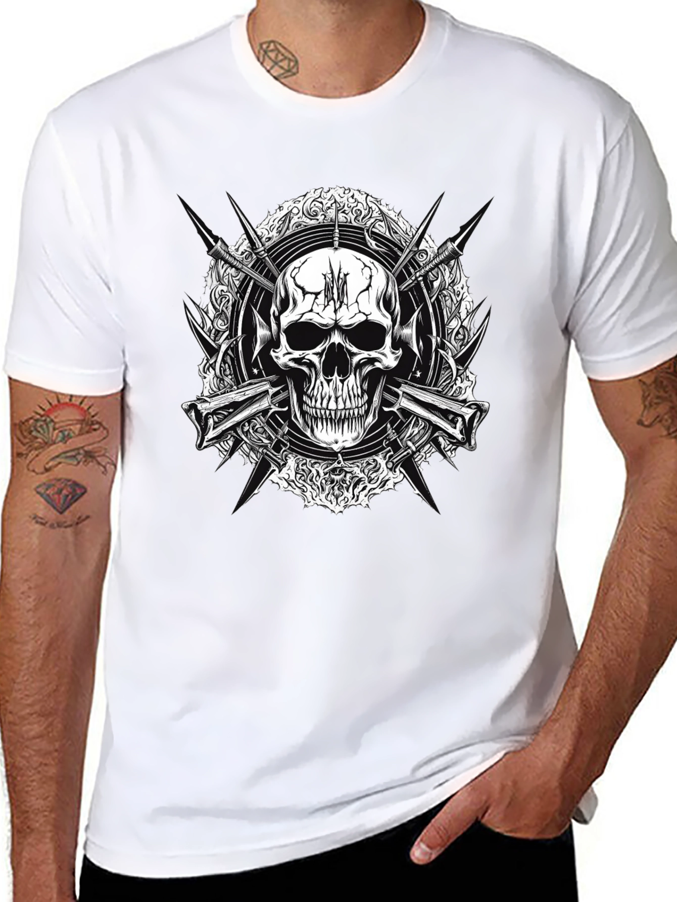 Skull & Swords Graphic T-Shirt - Edgy Design