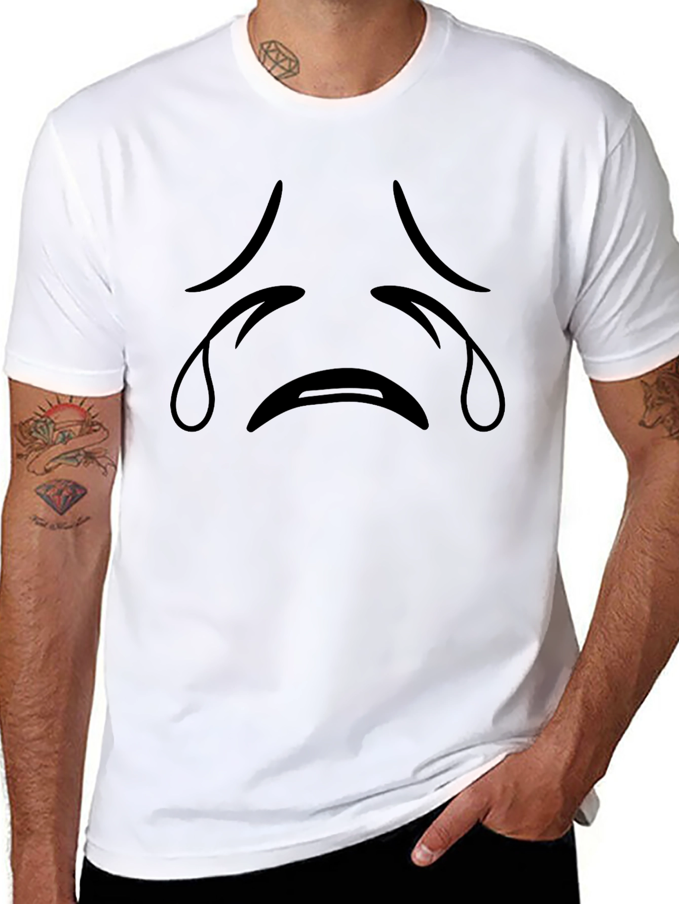 Sad Face Graphic Black T-Shirt