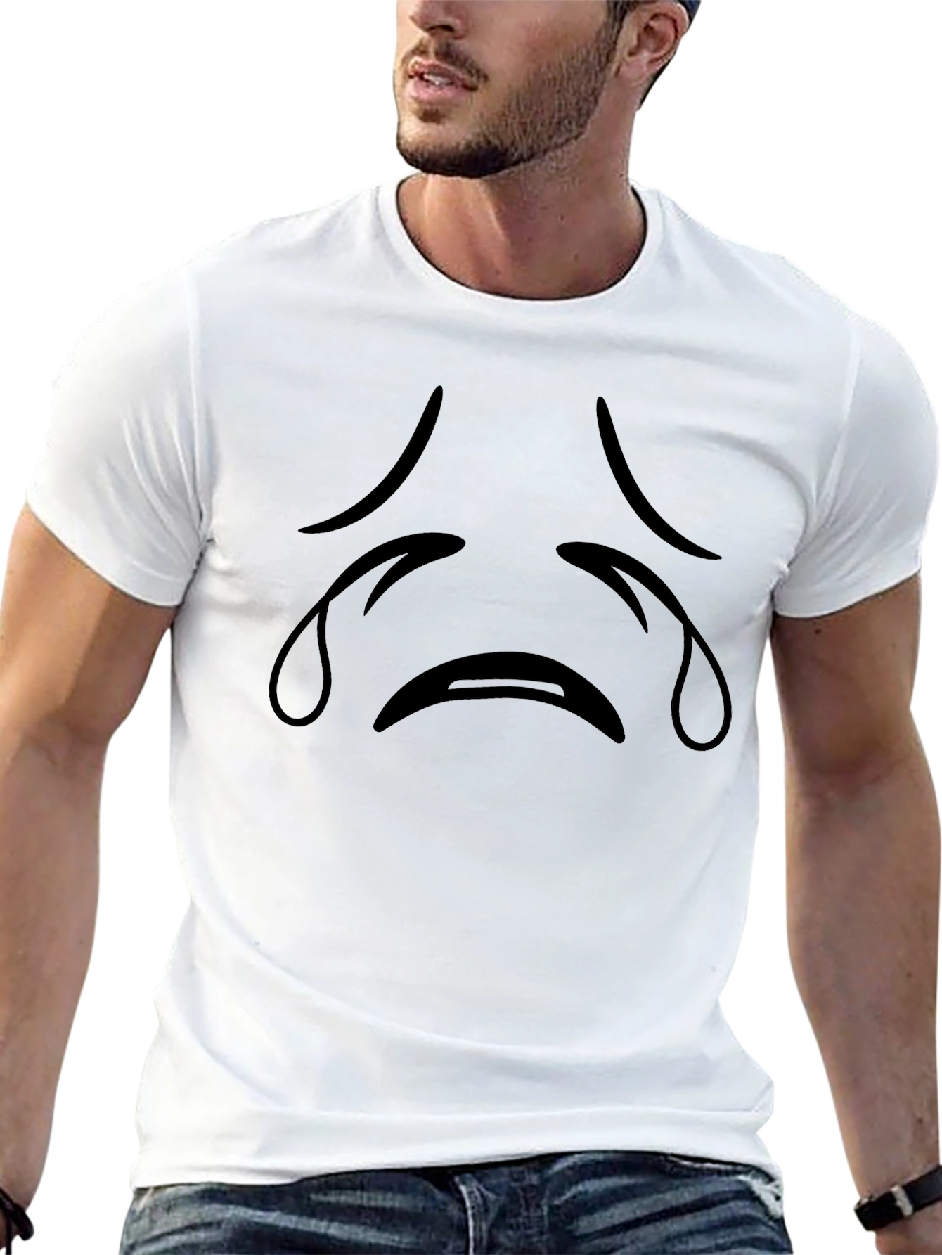 Sad Face Graphic Black T-Shirt