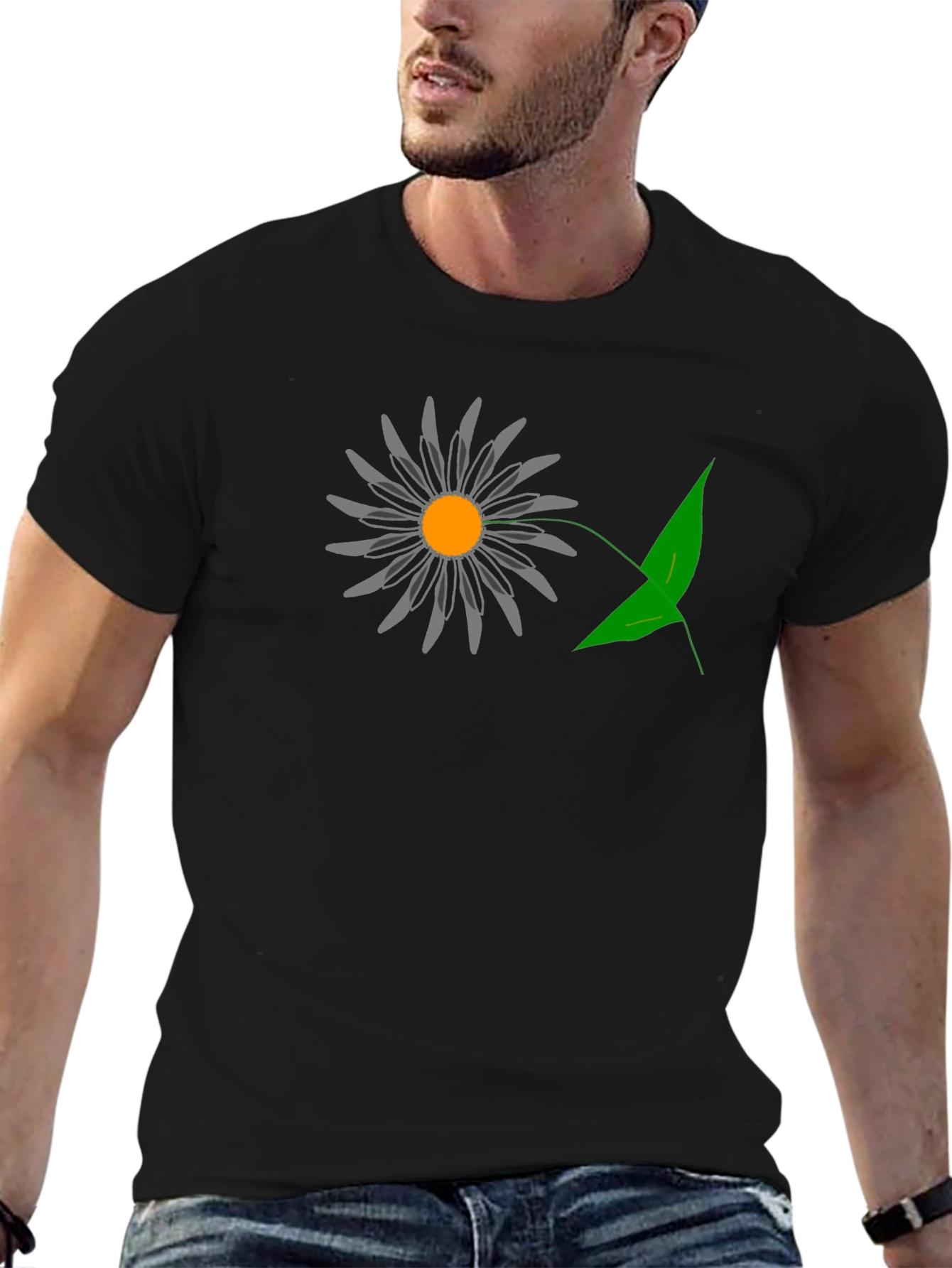 Mens Black Graphic T-Shirt - Daisy Design