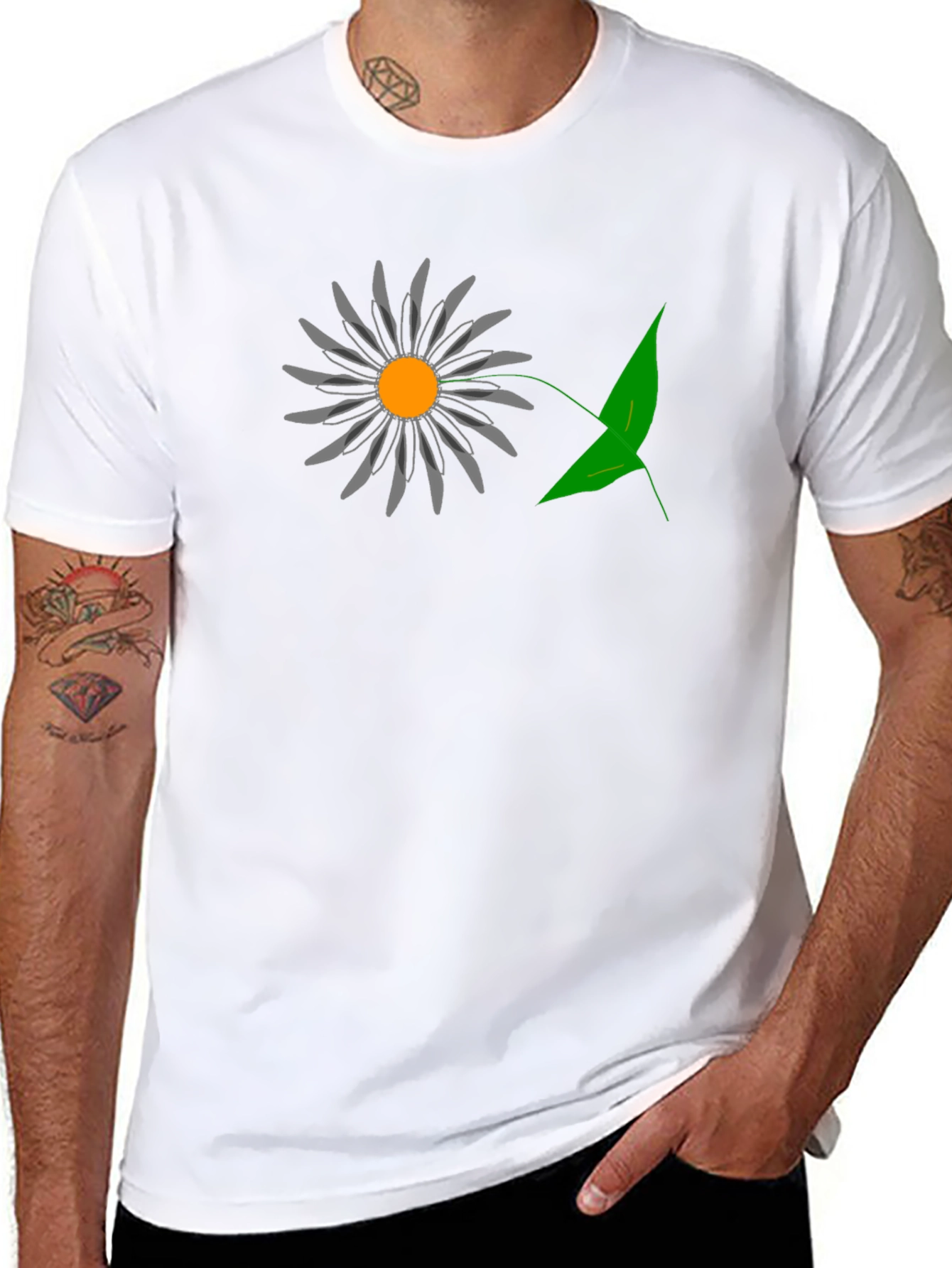 Mens Black Graphic T-Shirt - Daisy Design