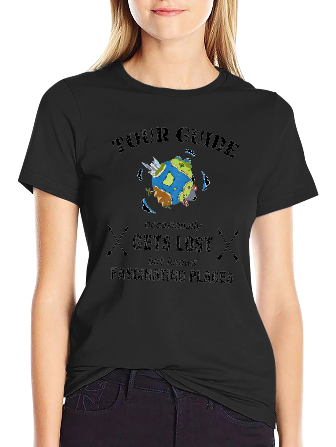 Tour Guide Themed Graphic T-Shirt