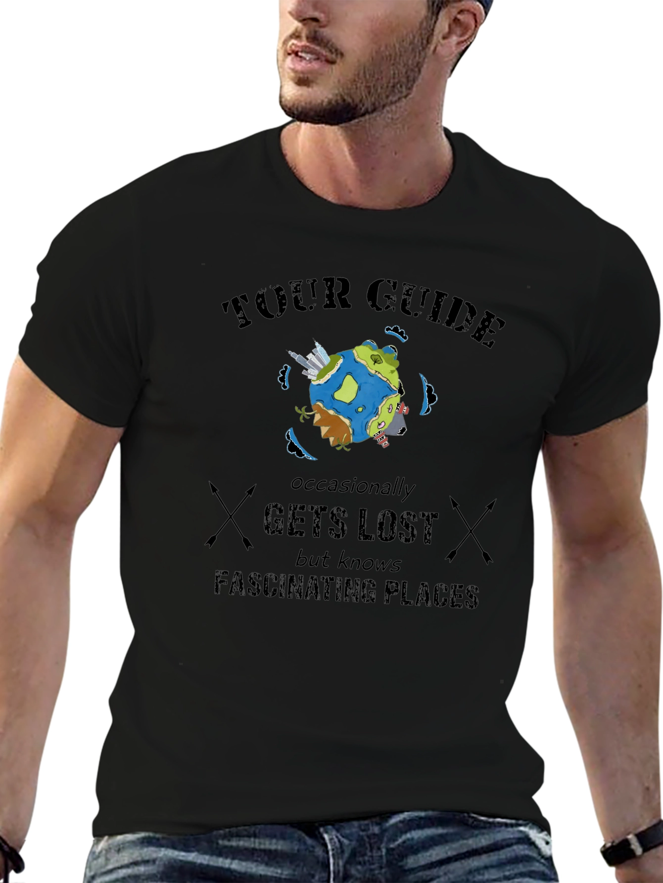 Tour Guide Themed Graphic T-Shirt