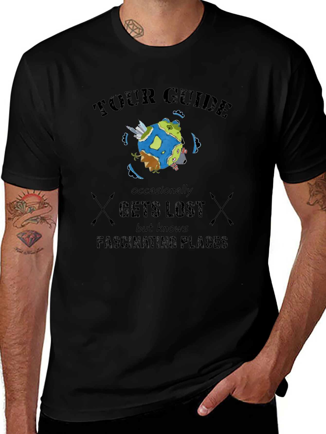 Tour Guide Themed Graphic T-Shirt