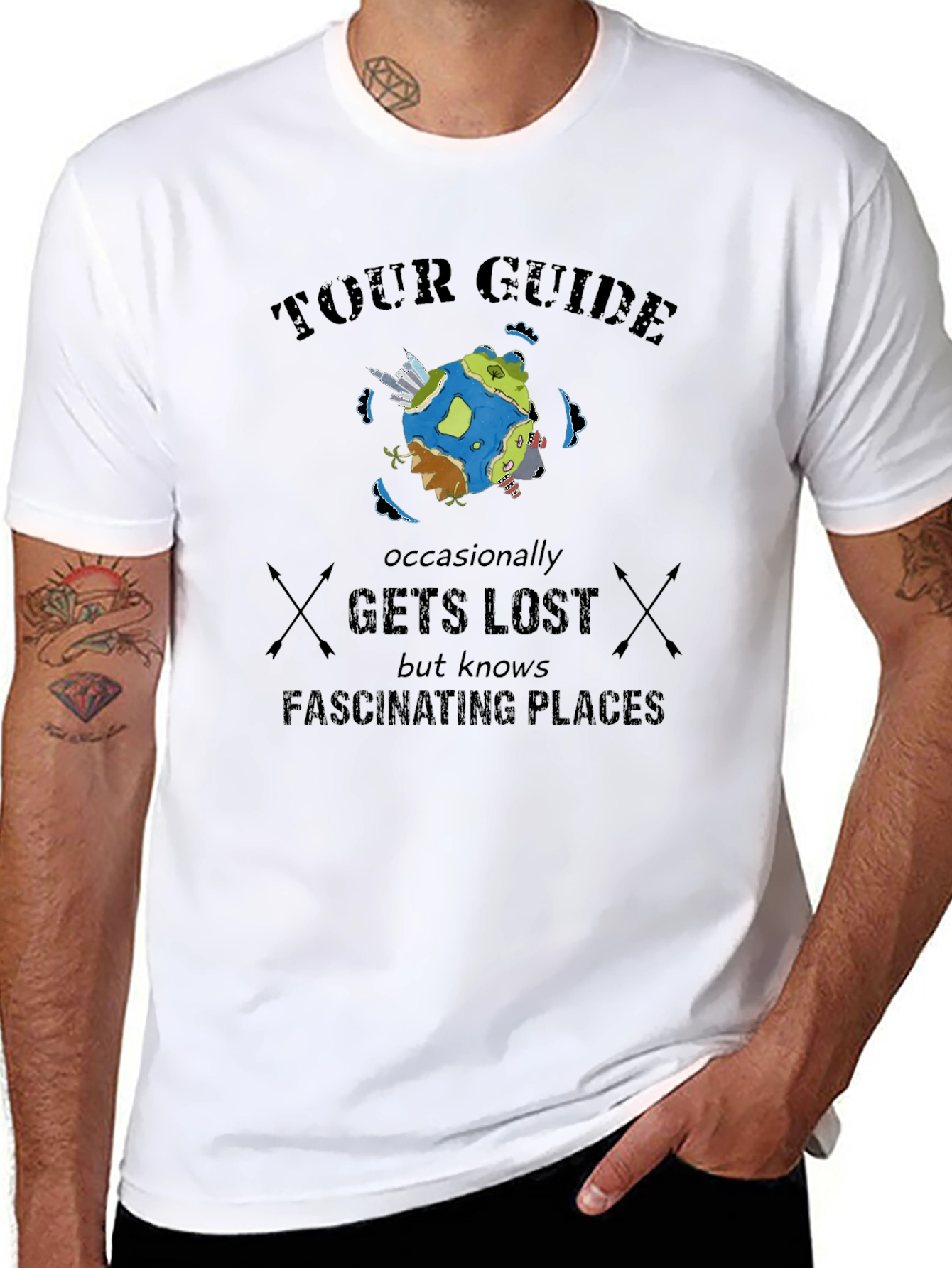 Tour Guide Themed Graphic T-Shirt
