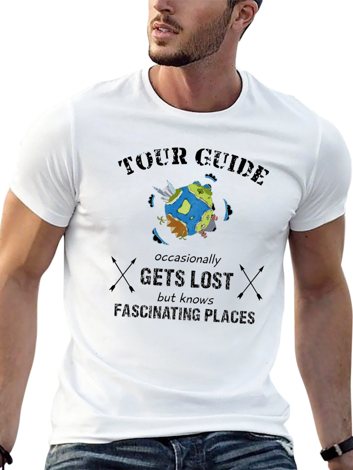 Tour Guide Themed Graphic T-Shirt