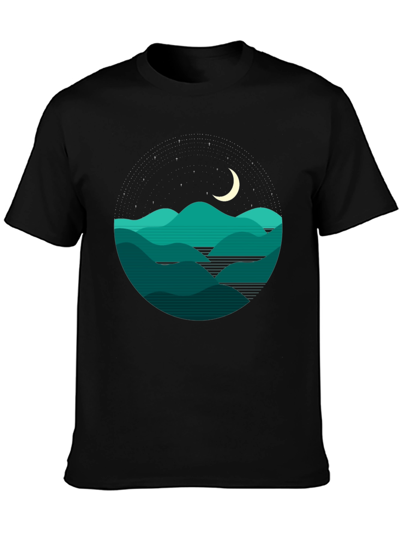 Nightscape T-Shirt: Mountains and Moon Tee