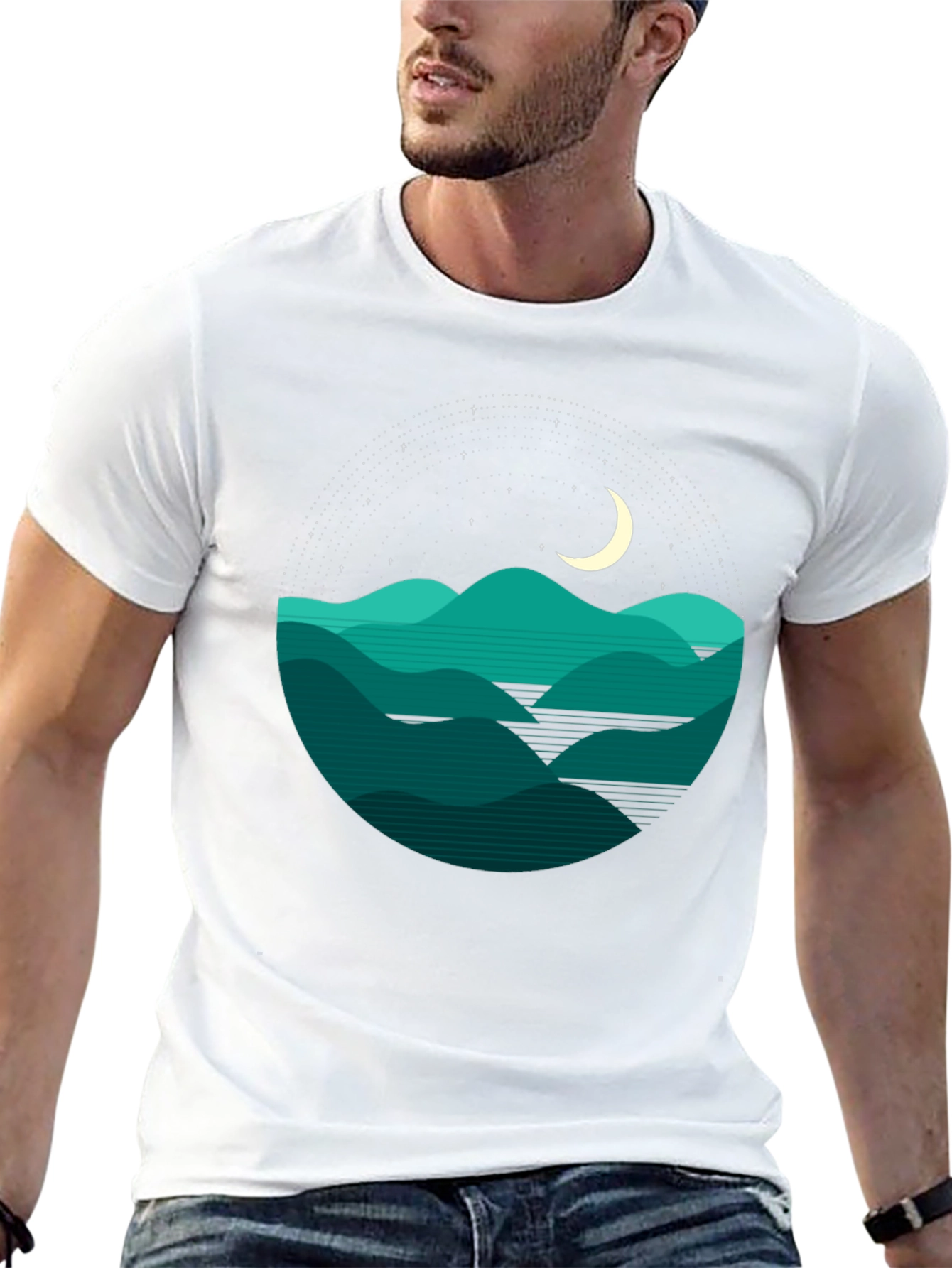 Nightscape T-Shirt: Mountains and Moon Tee