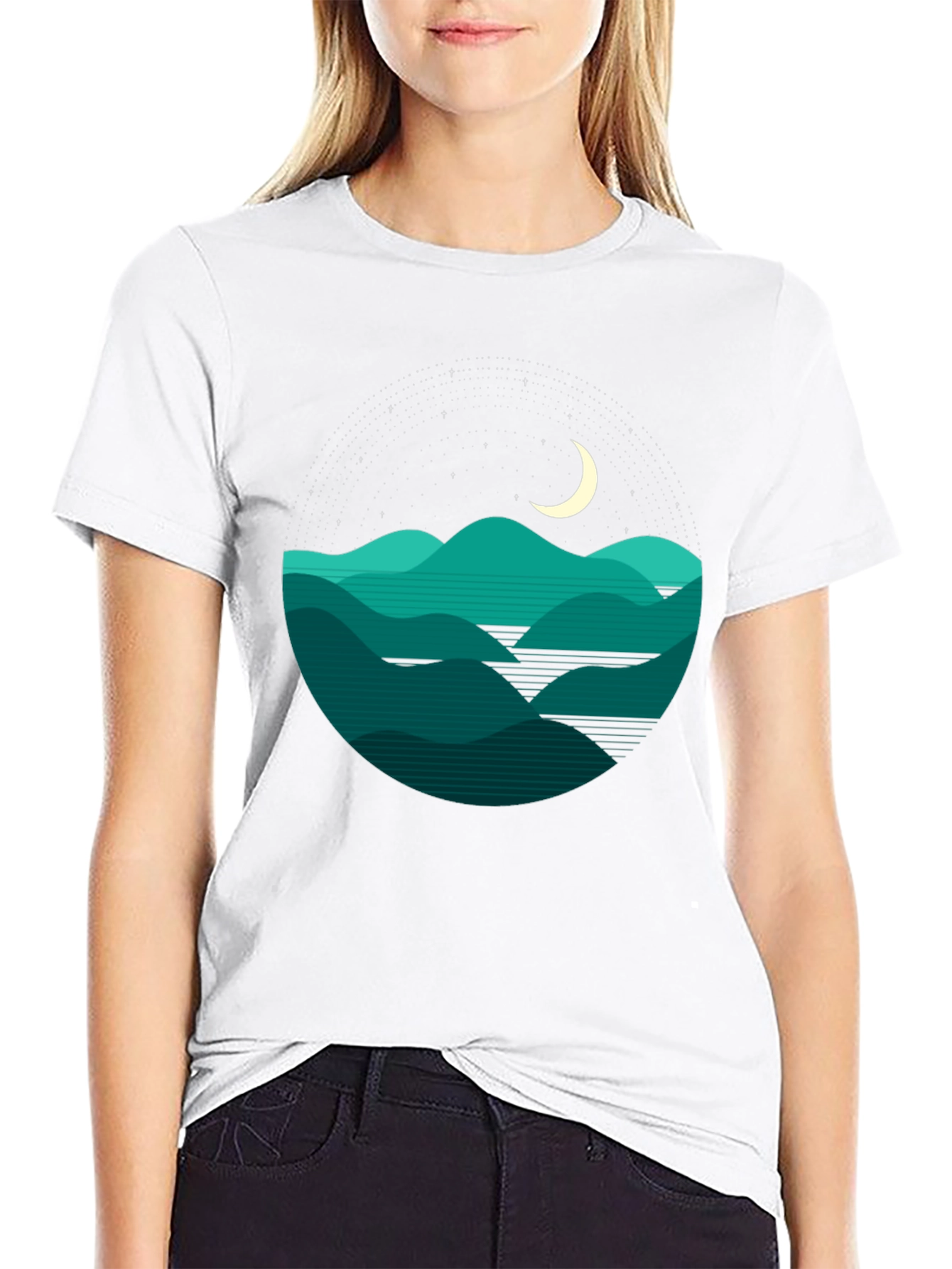 Nightscape T-Shirt: Mountains and Moon Tee