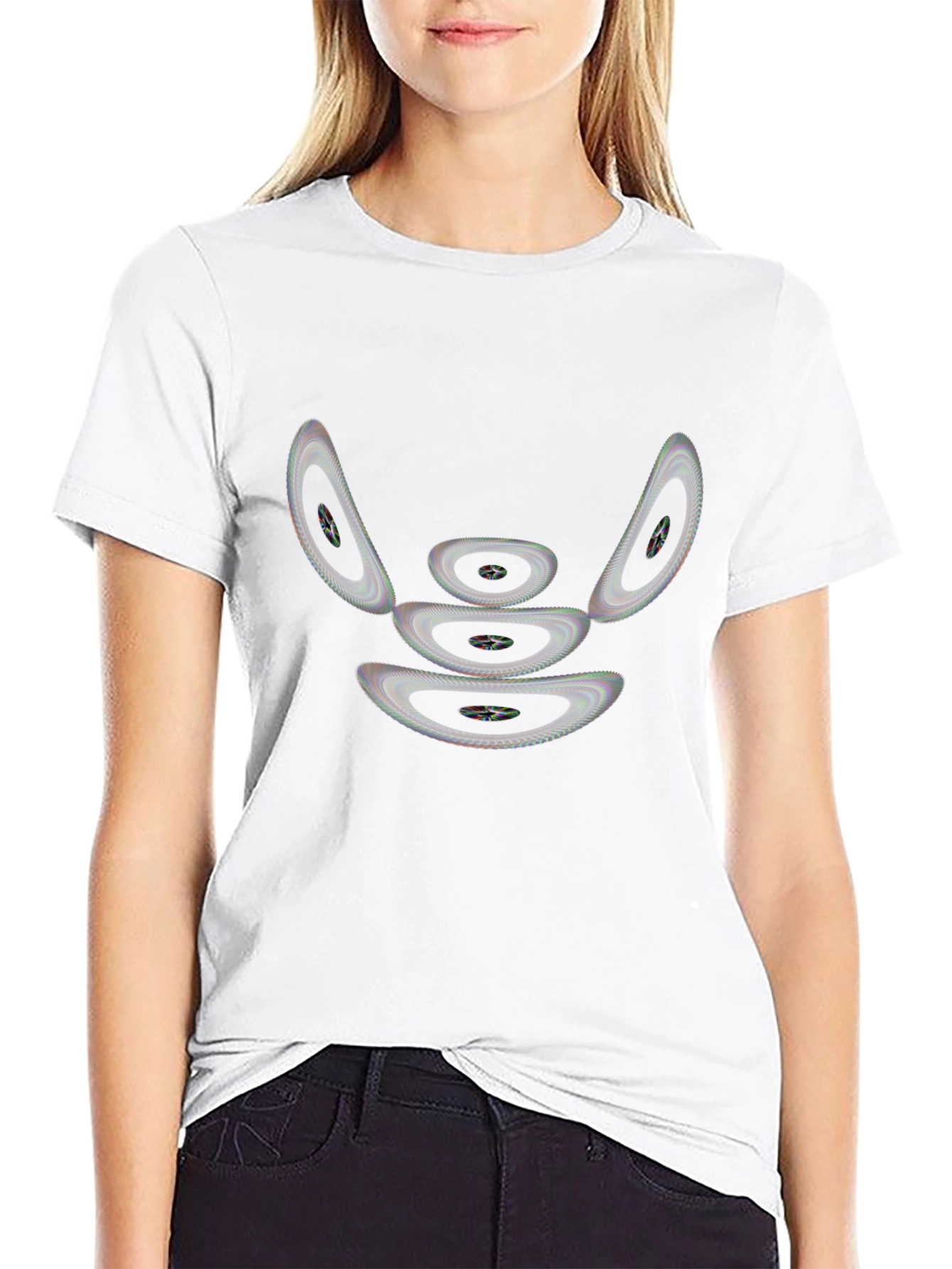 Abstract Geometric Design Black T-Shirt