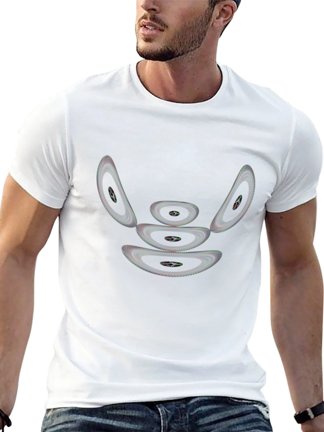 Abstract Geometric Design Black T-Shirt