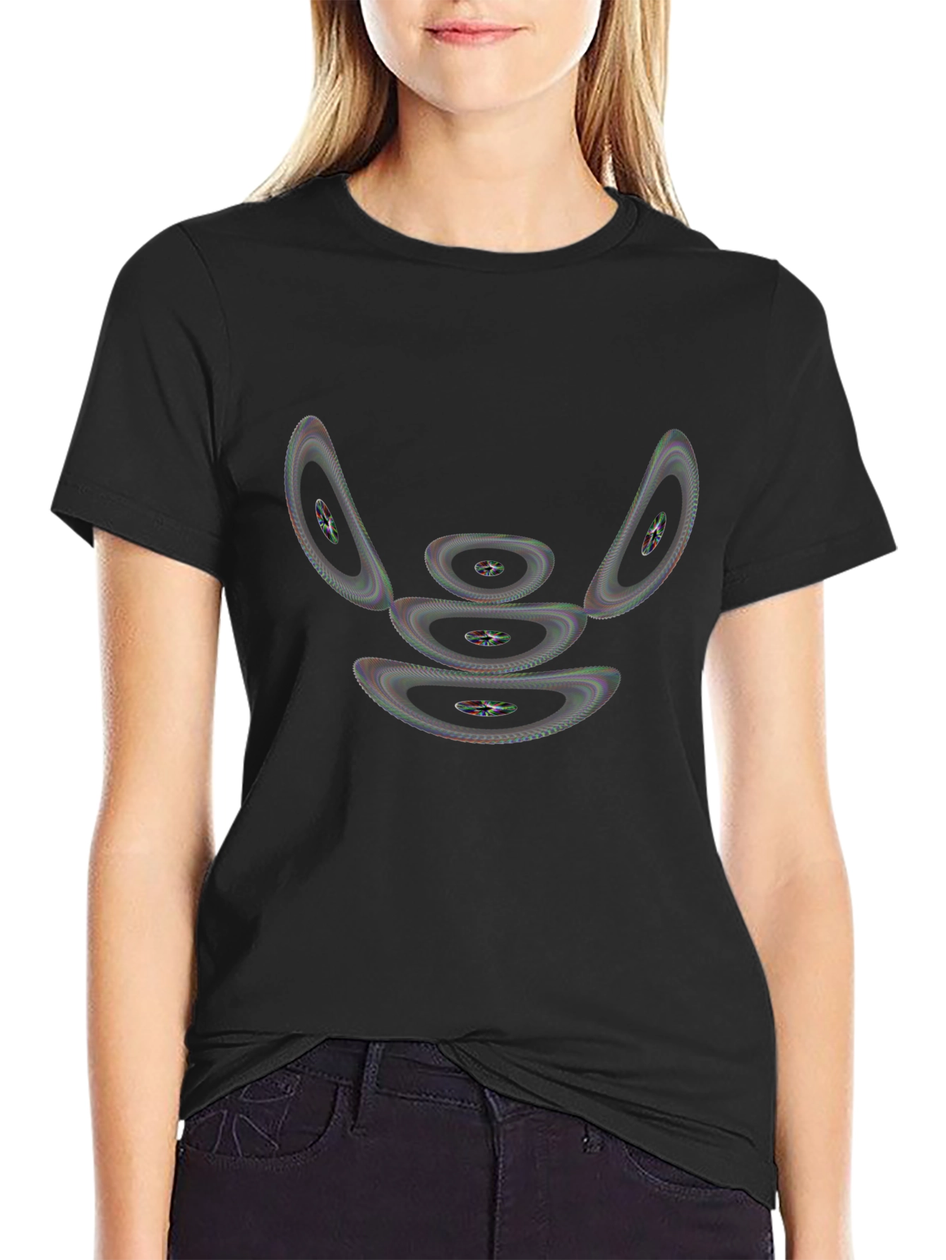 Abstract Geometric Design Black T-Shirt