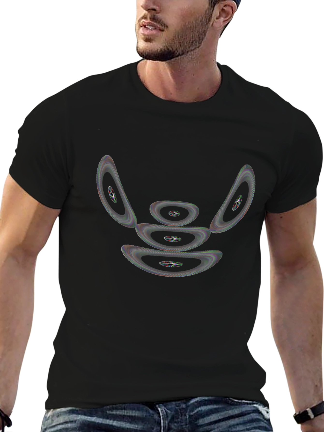 Abstract Geometric Design Black T-Shirt