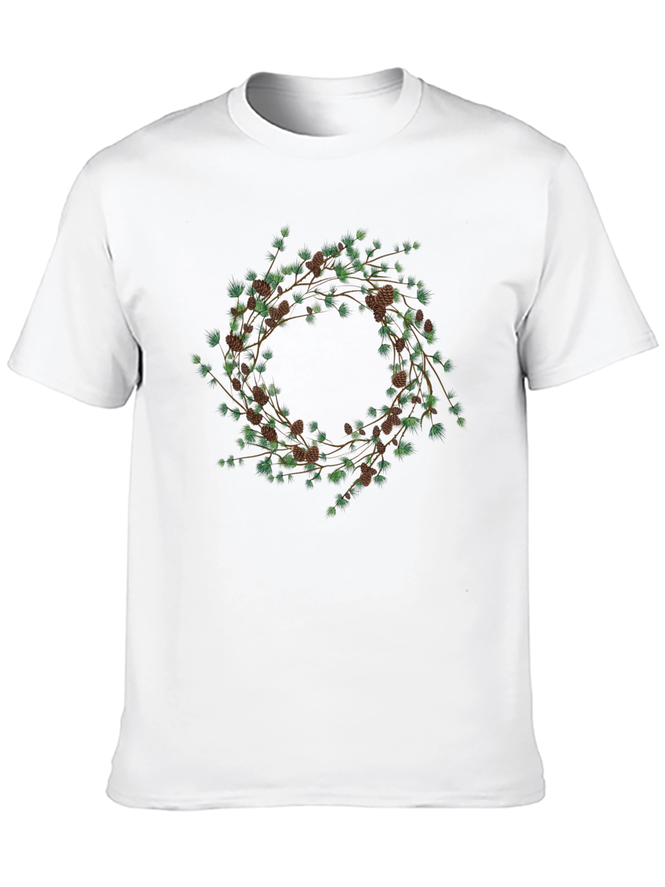 Nature Wreath Graphic T-Shirt - Black Cotton Tee